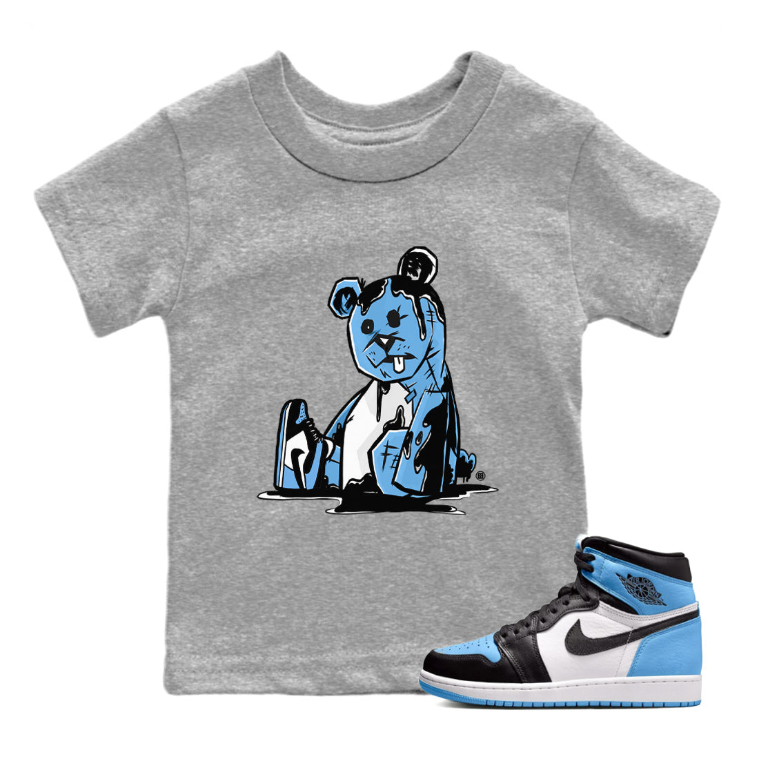 Air Jordan 1 Retro High OG UNC Toe Shirt to match Jordans Dark Bear Streetwear Sneaker Shirt Air Jordan 1 Retro UNC Toe Shirts Kids and Baby Tees Heather Grey 1