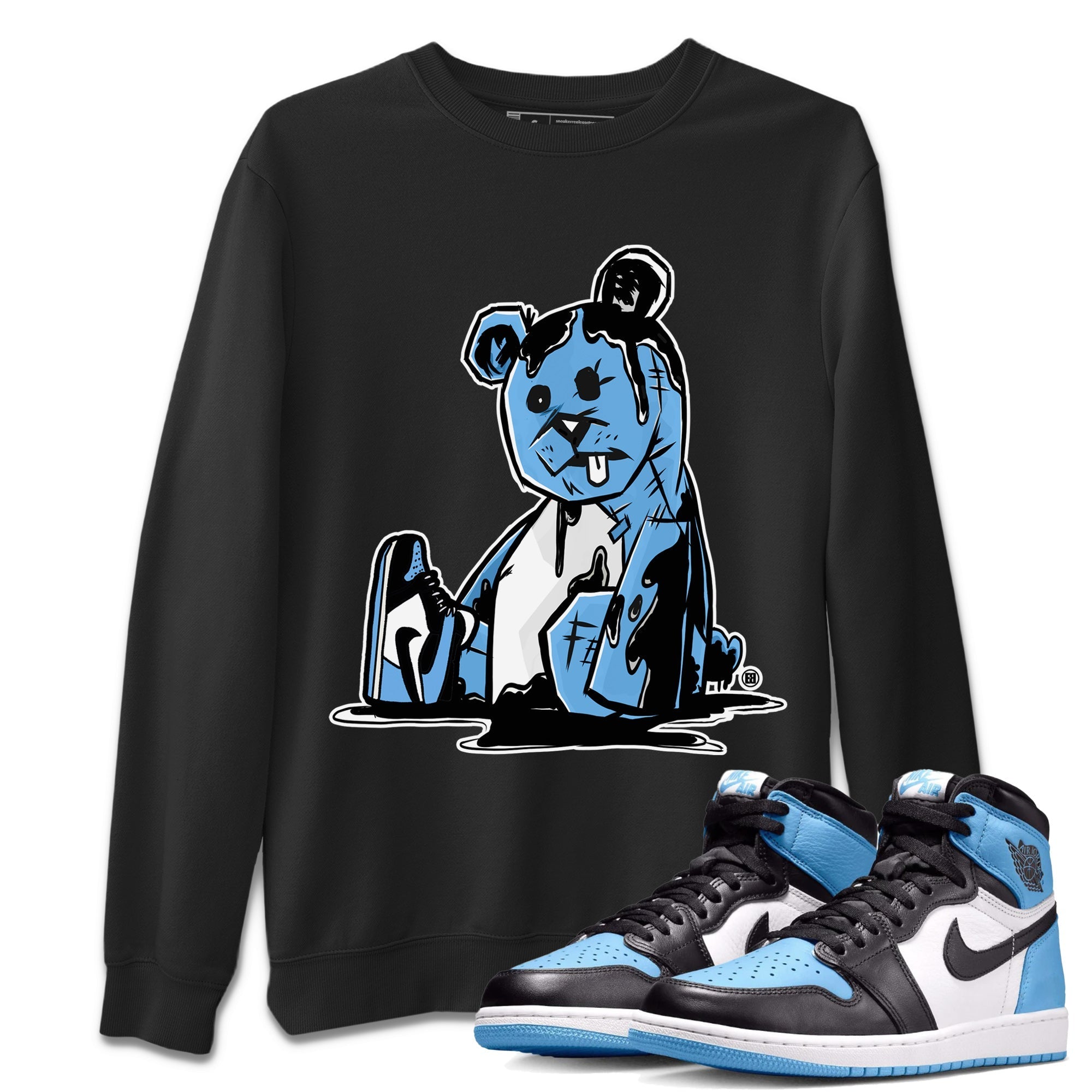 Air Jordan 1 Retro High OG UNC Toe Shirt to match Jordans Dark Bear Streetwear Sneaker Shirt Air Jordan 1 Retro UNC Toe Shirts Crew Neck T-Shirts Black 1