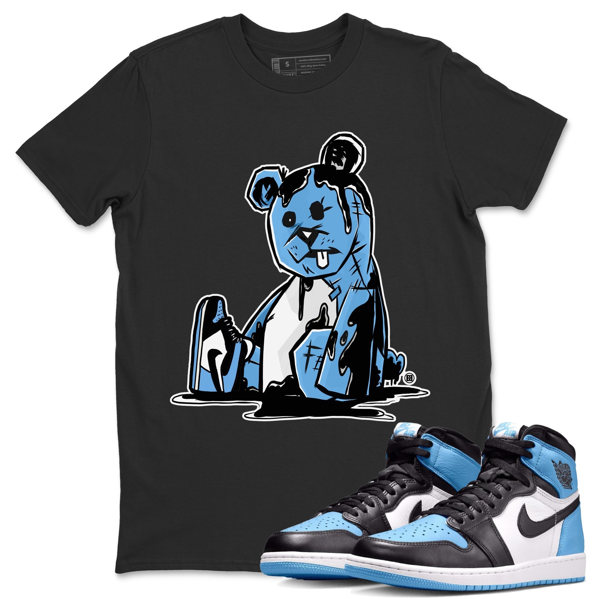 Air Jordan 1 Retro High OG UNC Toe Shirt to match Jordans Dark Bear Streetwear Sneaker Shirt Air Jordan 1 Retro UNC Toe Shirts Crew Neck T-Shirts Black 1