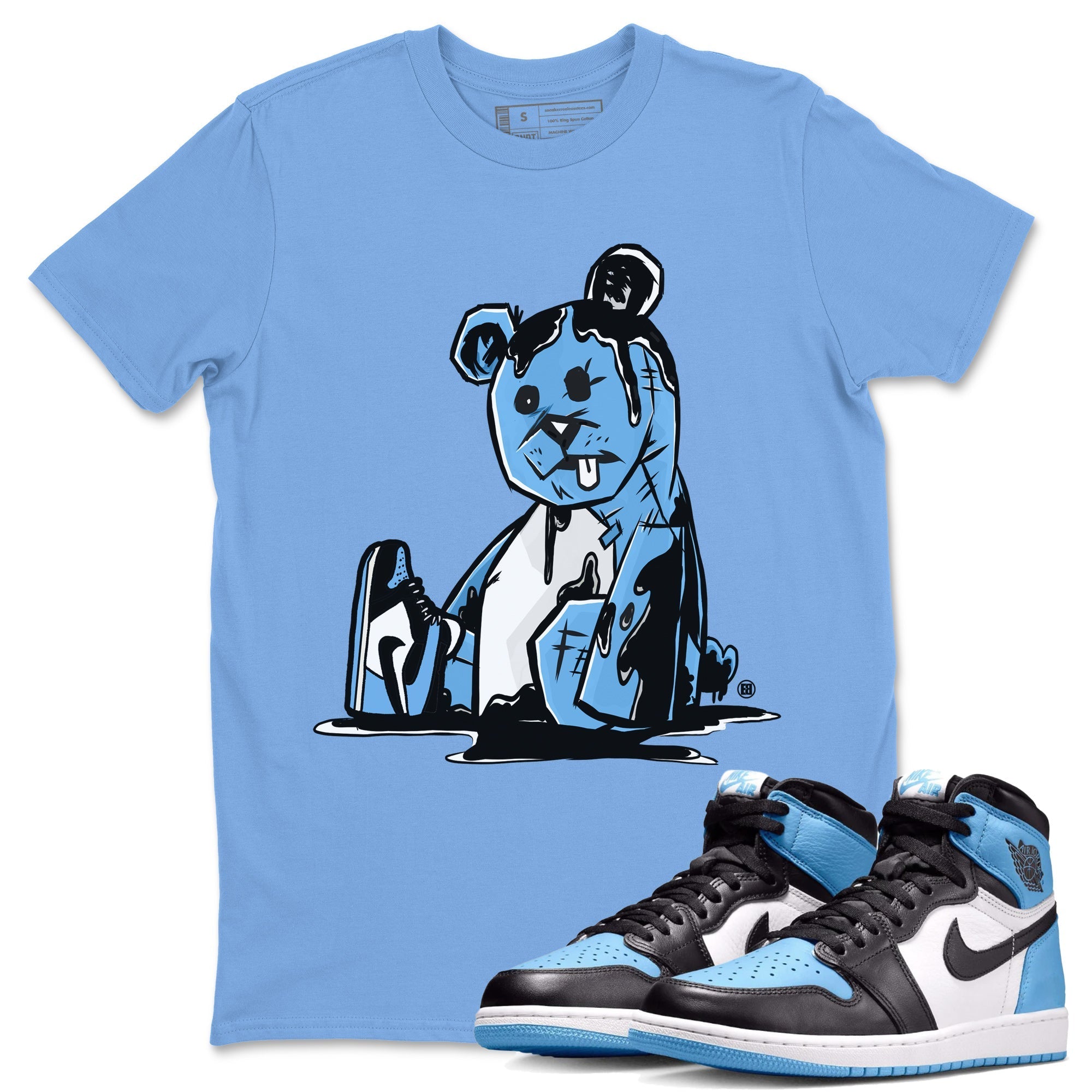 Air Jordan 1 Retro High OG UNC Toe Shirt to match Jordans Dark Bear Streetwear Sneaker Shirt Air Jordan 1 Retro UNC Toe Shirts Crew Neck T-Shirts Carolina Blue 1
