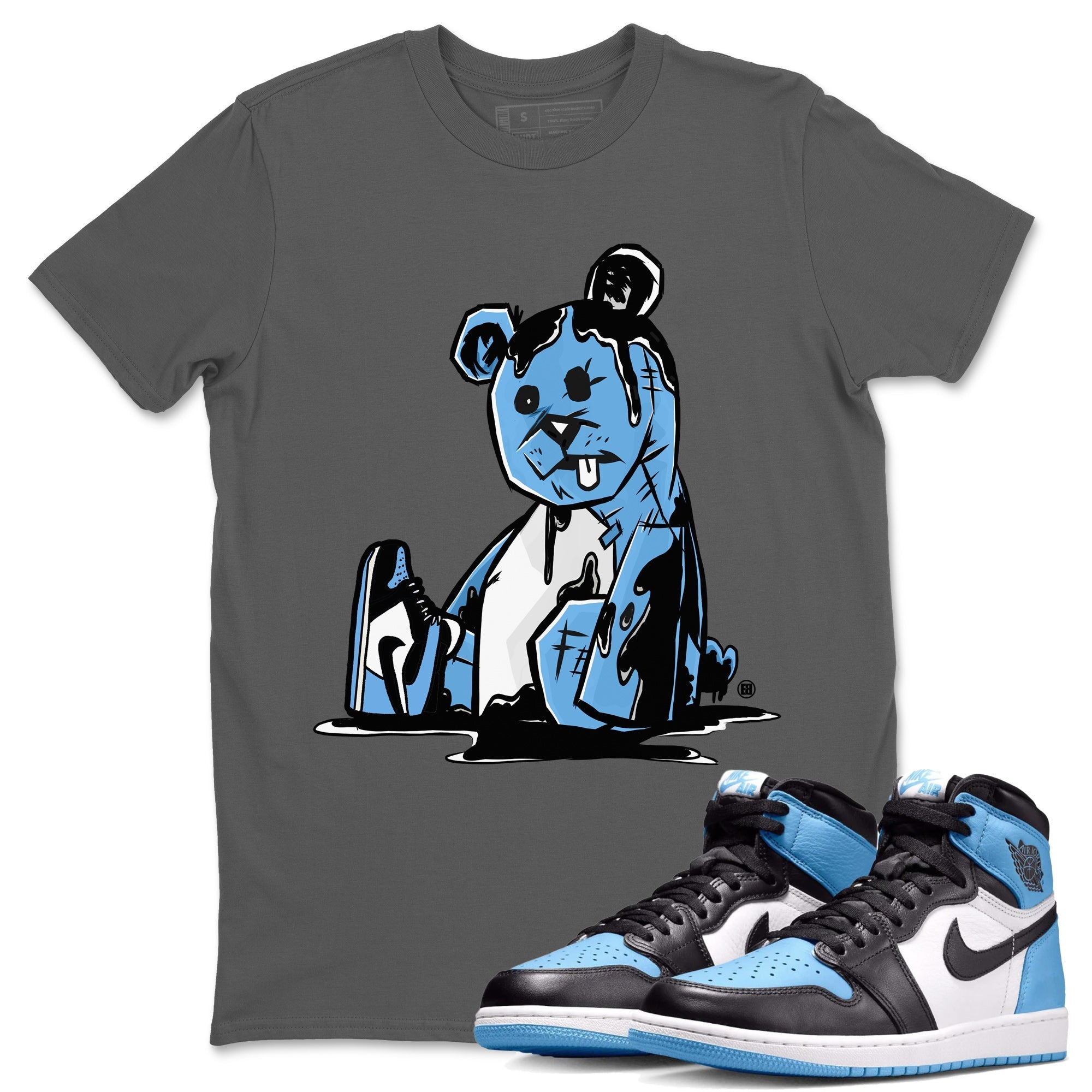 Air Jordan 1 Retro High OG UNC Toe Shirt to match Jordans Dark Bear Streetwear Sneaker Shirt Air Jordan 1 Retro UNC Toe Shirts Crew Neck T-Shirts Cool Grey 1