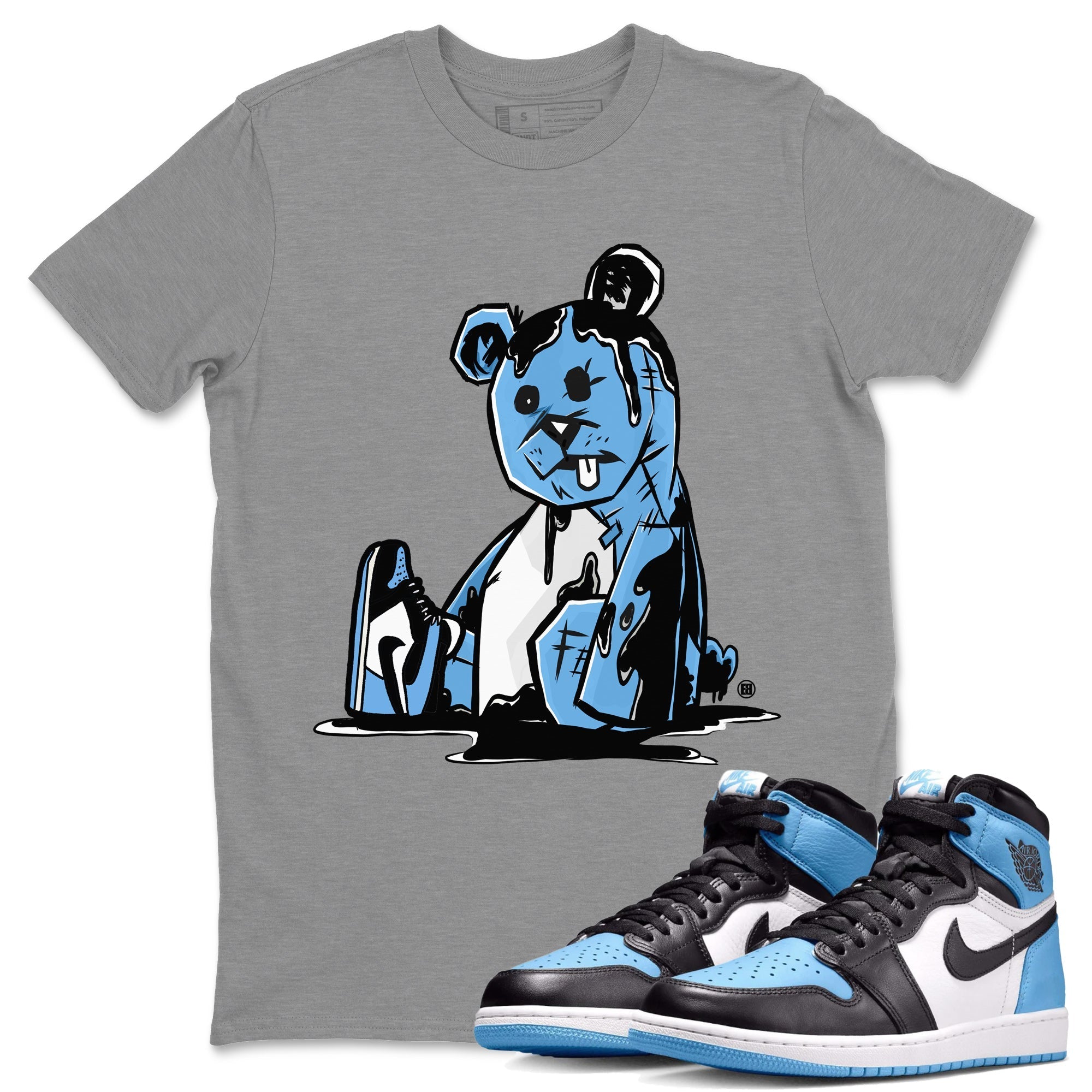 Air Jordan 1 Retro High OG UNC Toe Shirt to match Jordans Dark Bear Streetwear Sneaker Shirt Air Jordan 1 Retro UNC Toe Shirts Crew Neck T-Shirts Heather Grey 1