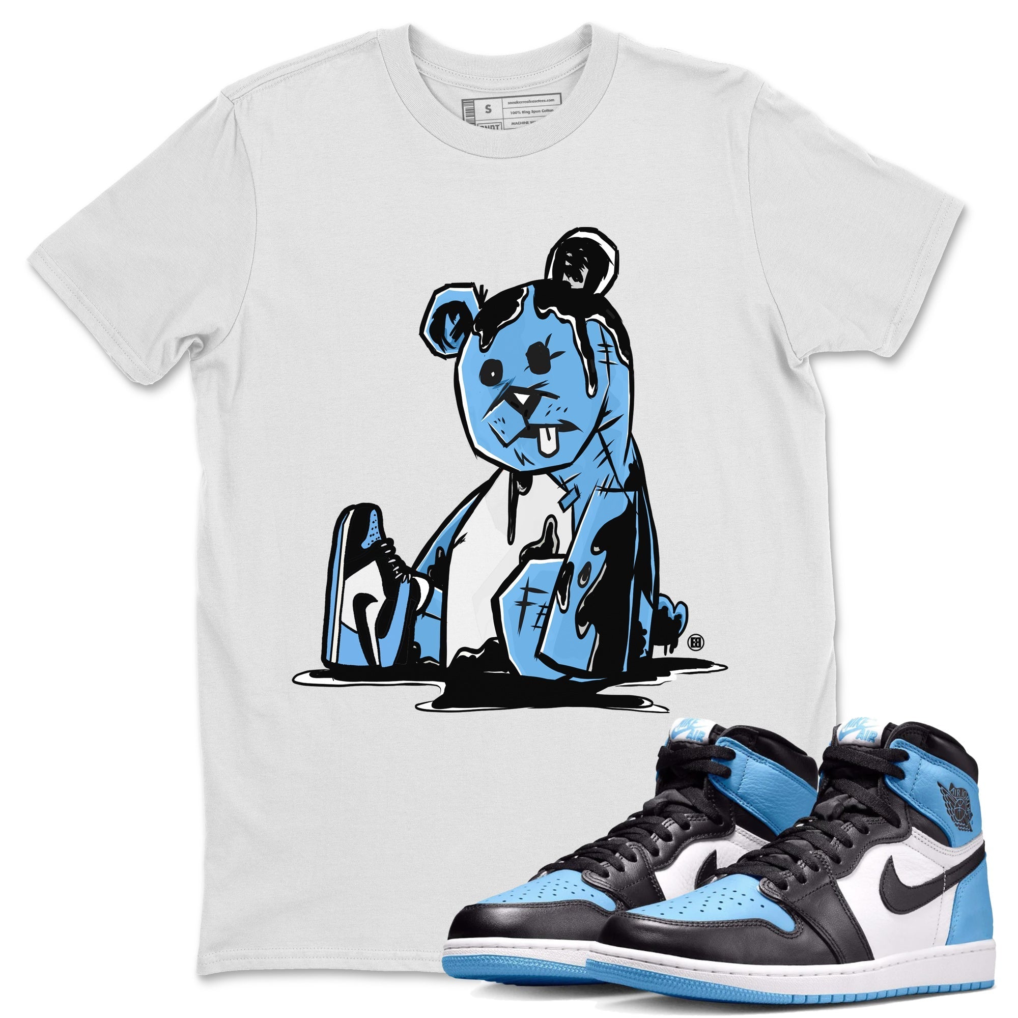 Air Jordan 1 Retro High OG UNC Toe Shirt to match Jordans Dark Bear Streetwear Sneaker Shirt Air Jordan 1 Retro UNC Toe Shirts Crew Neck T-Shirts White 1