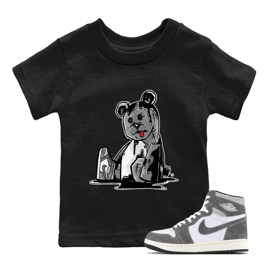 Air Jordan 1 Washed Heritage Sneaker Match Tees Dark Bear Streetwear Sneaker Shirt Air Jordan 1 Washed Heritage T-Shirt Kids Shirts Black 1