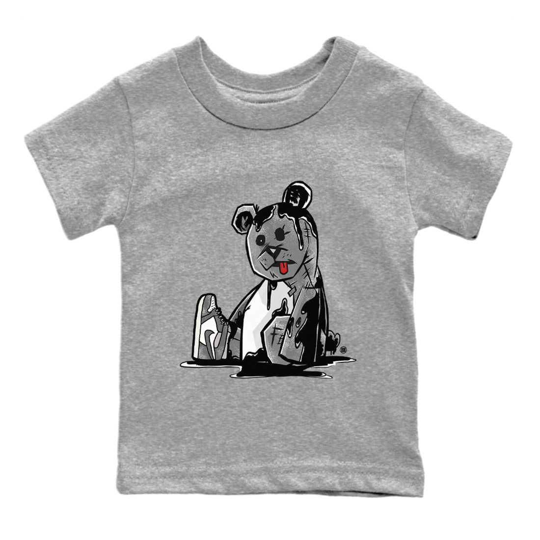 Air Jordan 1 Washed Heritage Sneaker Match Tees Dark Bear Streetwear Sneaker Shirt Air Jordan 1 Washed Heritage T-Shirt Kids Shirts Heather Grey 2
