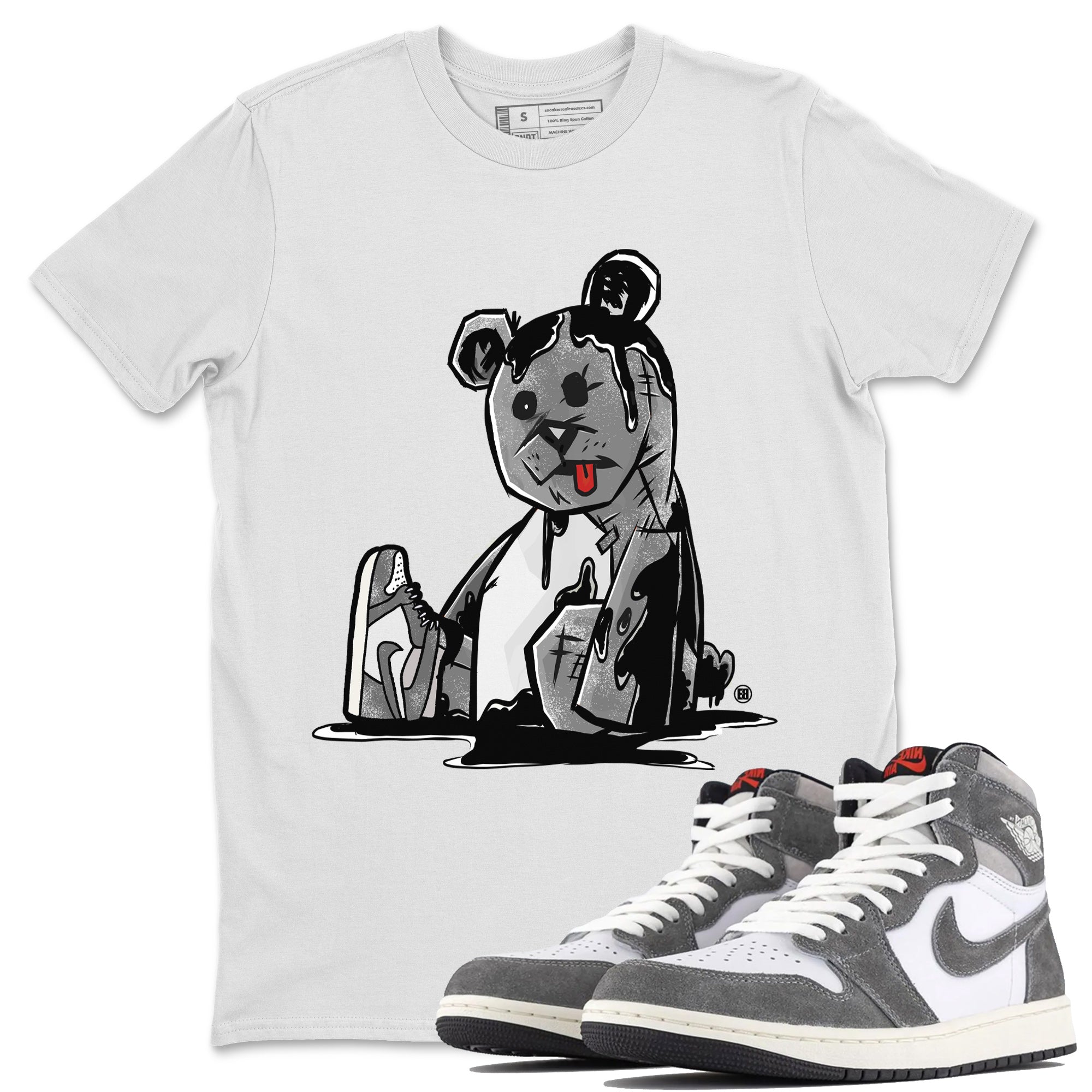 Air Jordan 1 Washed Heritage Sneaker Match Tees Dark Bear Streetwear Sneaker Shirt Air Jordan 1 Washed Heritage T-Shirt Unisex Shirts White 1
