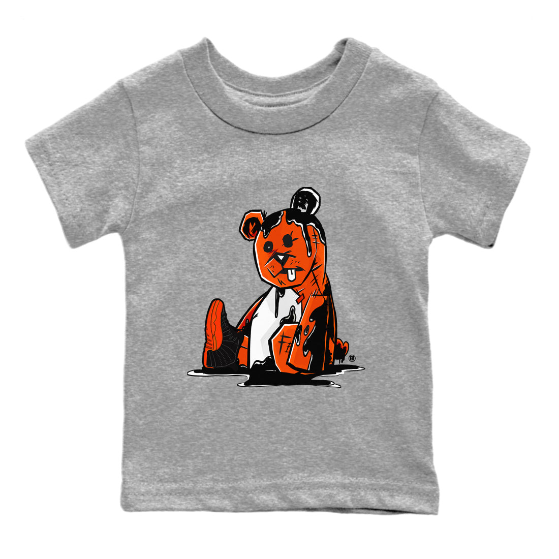 Air Jordan 12 Brilliant Orange Sneaker Match Tees Dark Bear Streetwear Sneaker Shirt Air Jordan 12 WMNS Brilliant Orange Tees Kids Shirts Heather Grey 2