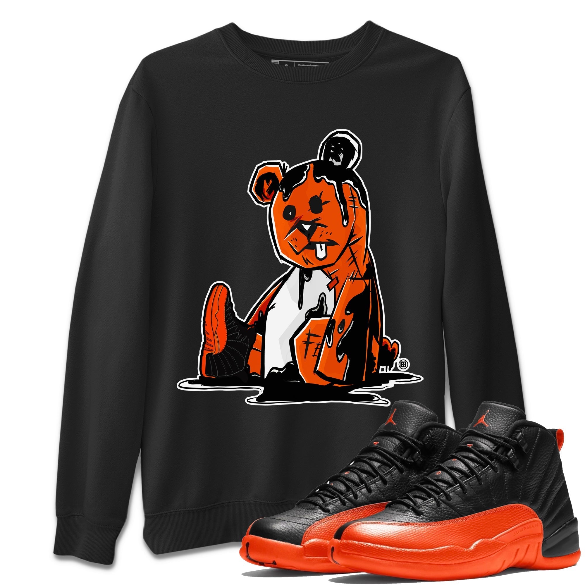 Air Jordan 12 Brilliant Orange Sneaker Match Tees Dark Bear Streetwear Sneaker Shirt Air Jordan 12 WMNS Brilliant Orange Tees Unisex Shirts Black 1