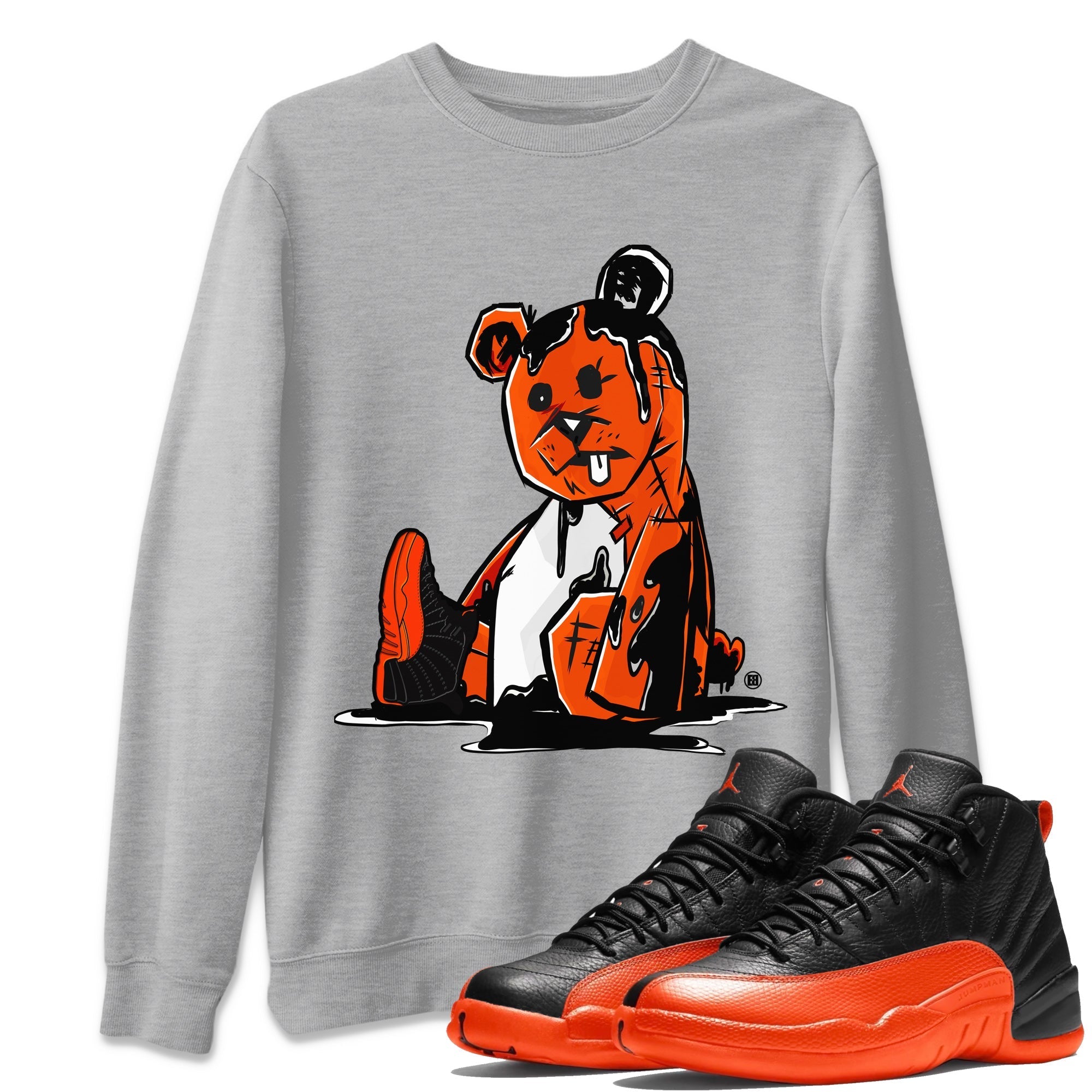 Air Jordan 12 Brilliant Orange Sneaker Match Tees Dark Bear Streetwear Sneaker Shirt Air Jordan 12 WMNS Brilliant Orange Tees Unisex Shirts Heather Grey 1