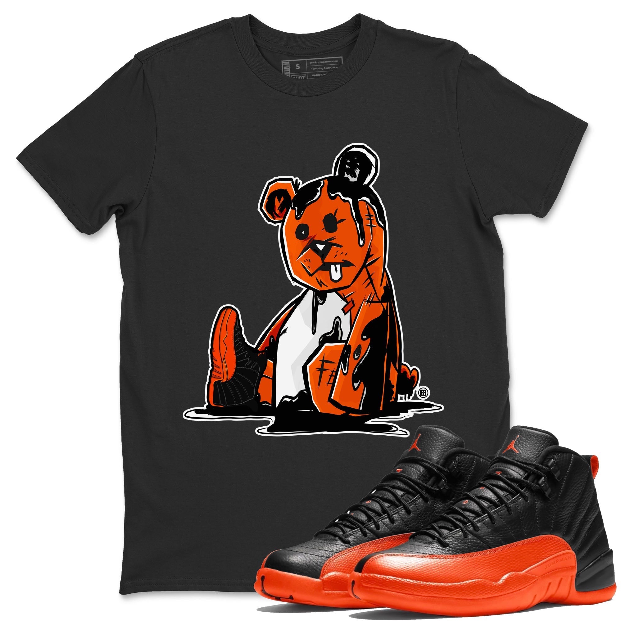 Air Jordan 12 Brilliant Orange Sneaker Match Tees Dark Bear Streetwear Sneaker Shirt Air Jordan 12 WMNS Brilliant Orange Tees Unisex Shirts Black 1