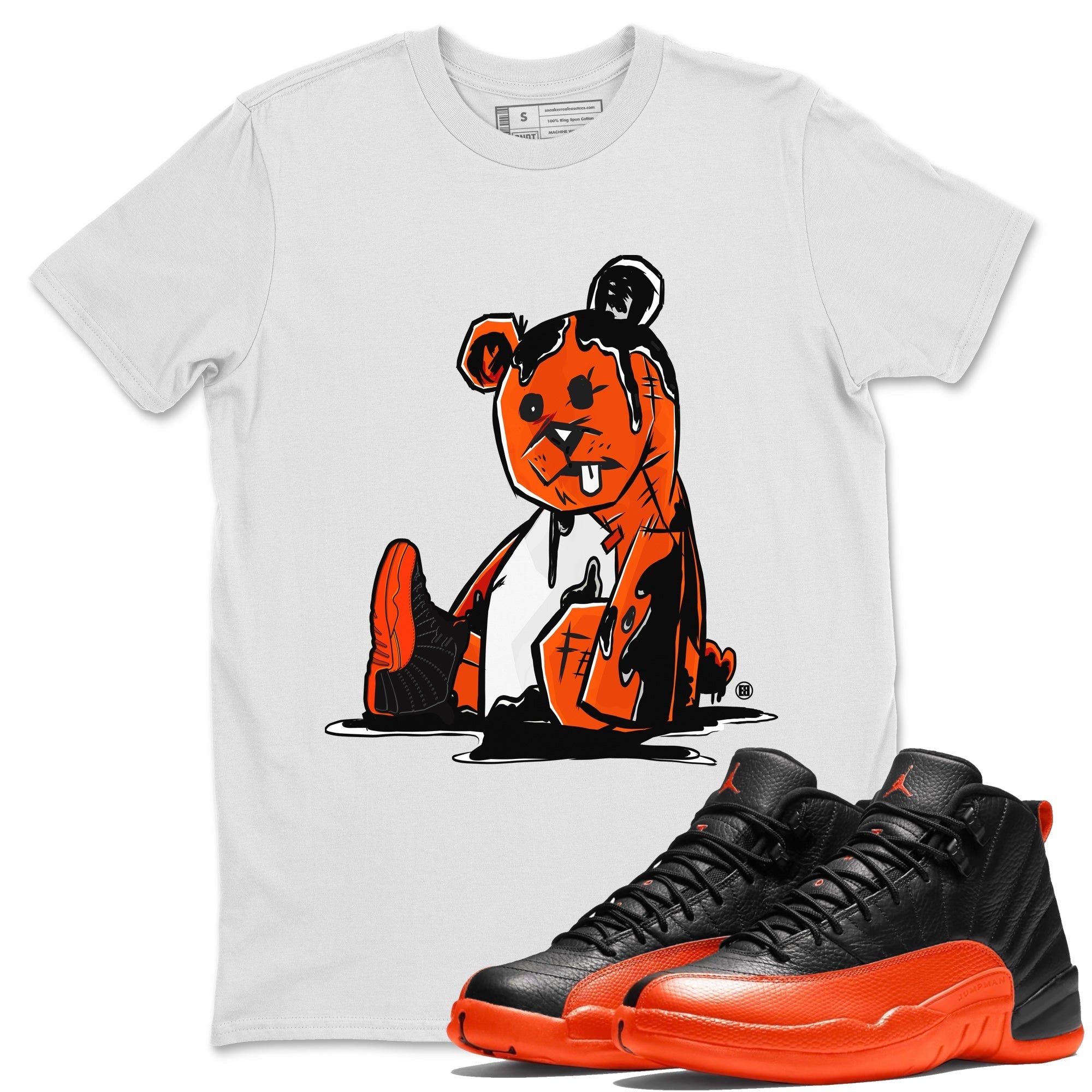 Air Jordan 12 Brilliant Orange Sneaker Match Tees Dark Bear Streetwear Sneaker Shirt Air Jordan 12 WMNS Brilliant Orange Tees Unisex Shirts White 1