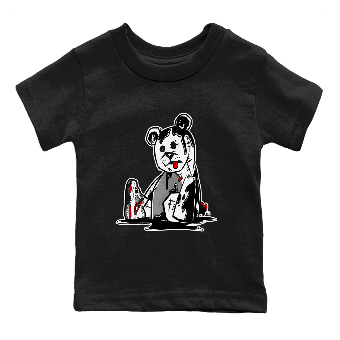 Air Jordan 4 Red Cement Sneaker Match Tees Dark Bear Streetwear Sneaker Shirt Air Jordan 4 Retro Red Cement Drip Gear Zone Sneaker Matching Clothing Kids Shirts Black 2