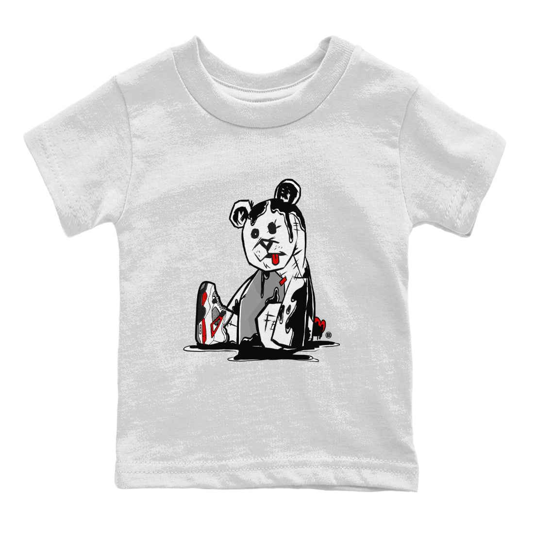 Air Jordan 4 Red Cement Sneaker Match Tees Dark Bear Streetwear Sneaker Shirt Air Jordan 4 Retro Red Cement Drip Gear Zone Sneaker Matching Clothing Kids Shirts White 2