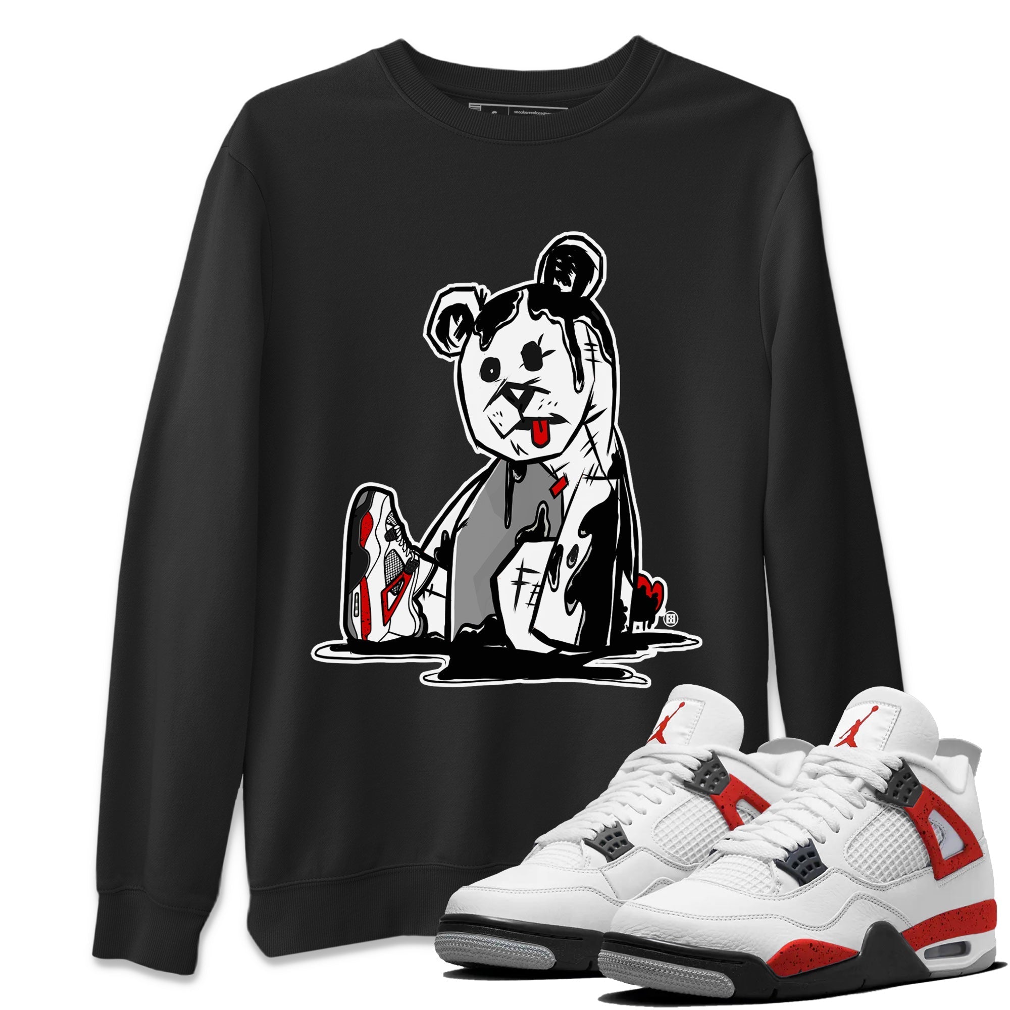 Air Jordan 4 Red Cement Sneaker Match Tees Dark Bear Streetwear Sneaker Shirt Air Jordan 4 Retro Red Cement Drip Gear Zone Sneaker Matching Clothing Unisex Shirts Black 1