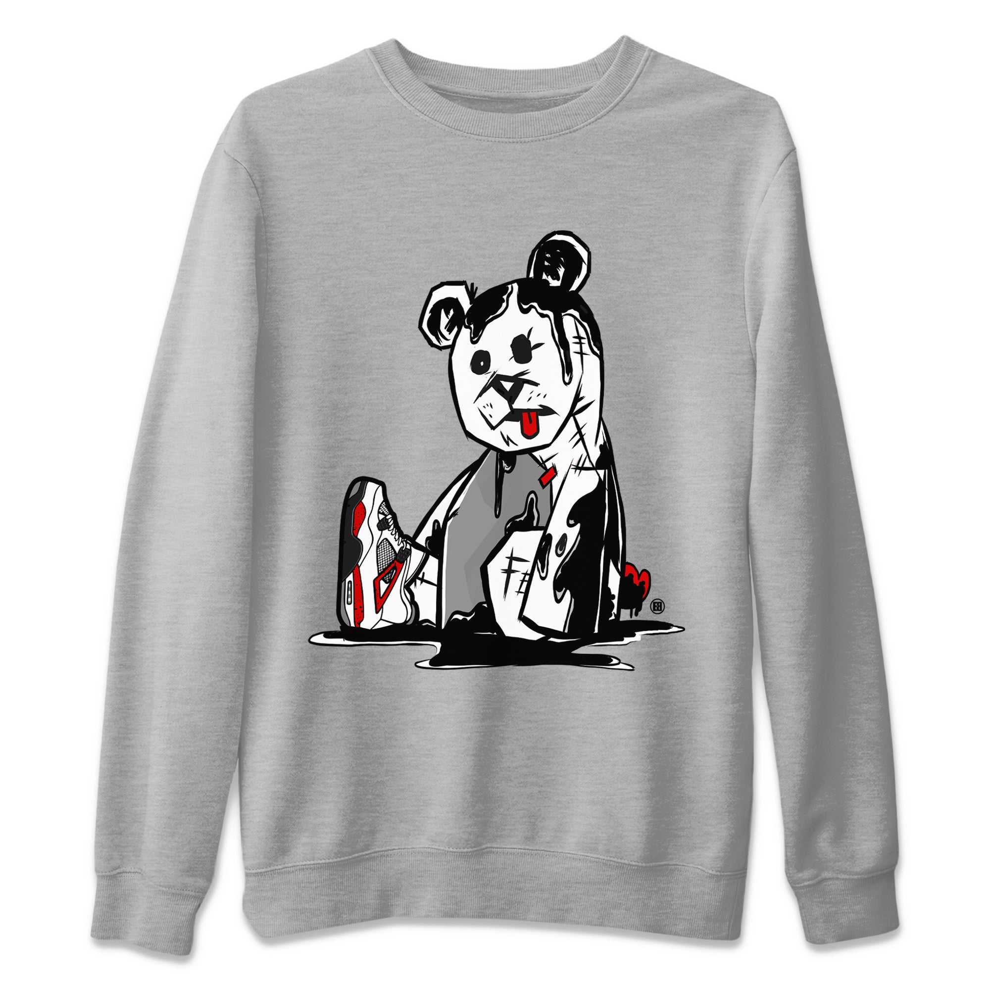 Air Jordan 4 Red Cement Sneaker Match Tees Dark Bear Streetwear Sneaker Shirt Air Jordan 4 Retro Red Cement Drip Gear Zone Sneaker Matching Clothing Unisex Shirts Heather Grey 2