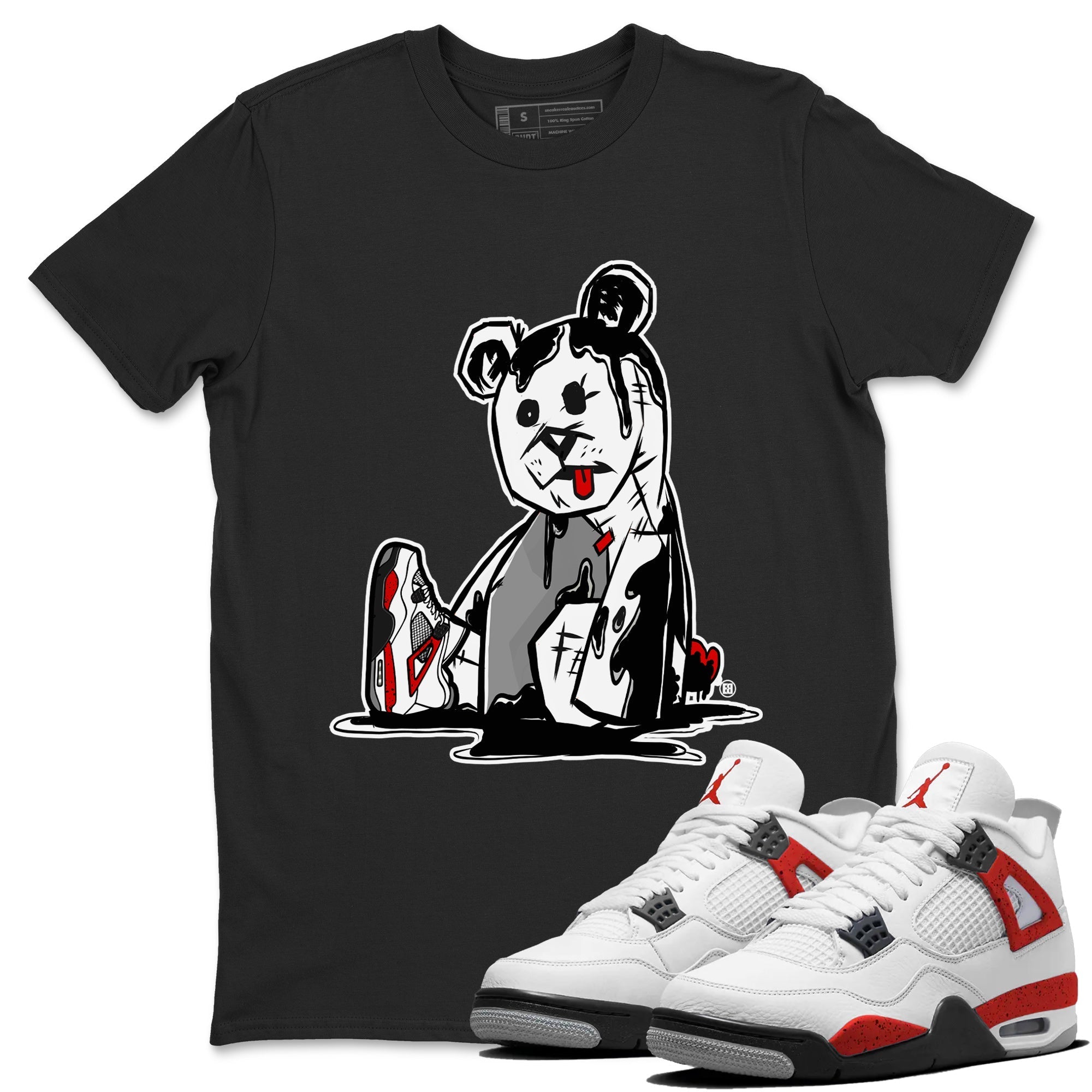 Air Jordan 4 Red Cement Sneaker Match Tees Dark Bear Streetwear Sneaker Shirt Air Jordan 4 Retro Red Cement Drip Gear Zone Sneaker Matching Clothing Unisex Shirts Black 1