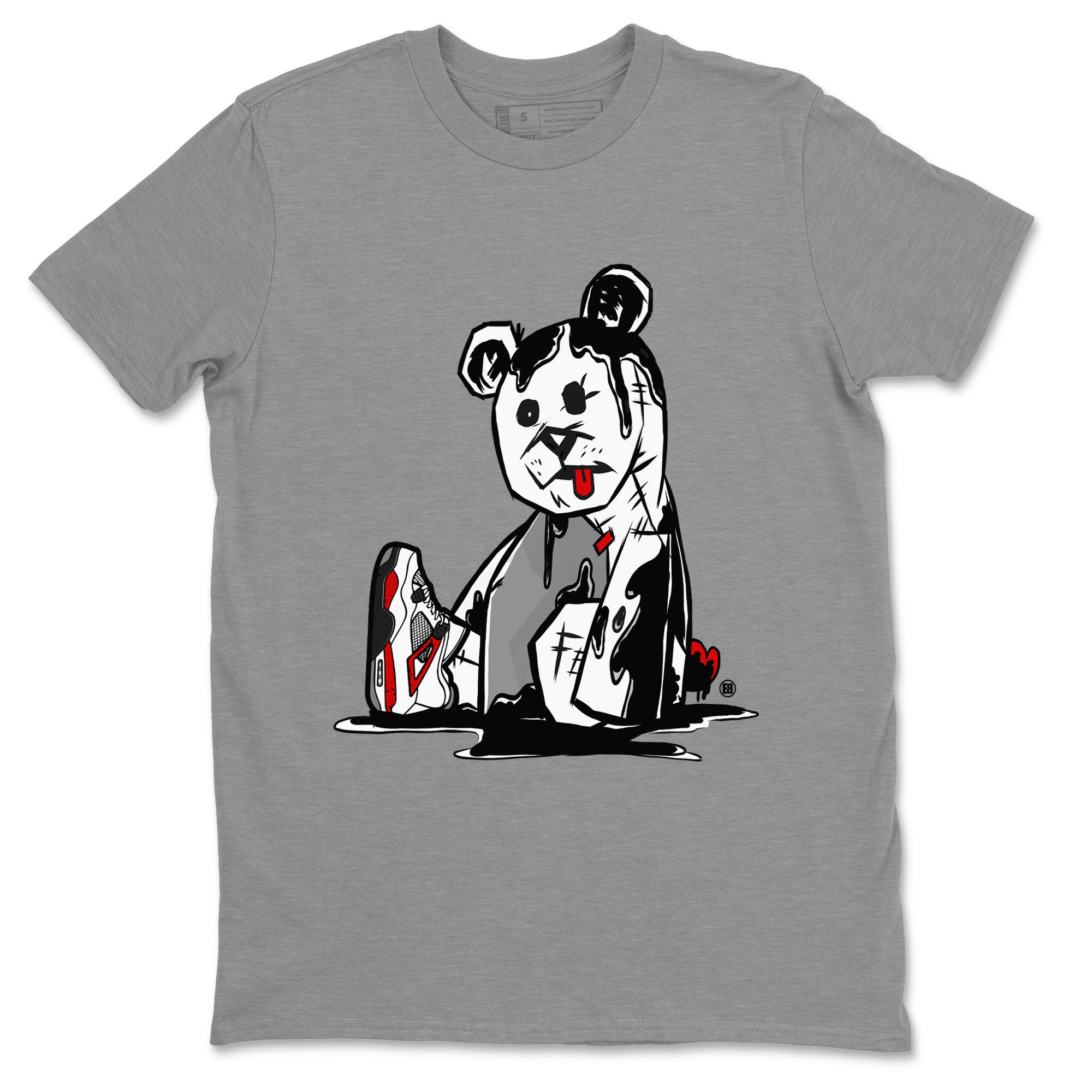 Air Jordan 4 Red Cement Sneaker Match Tees Dark Bear Streetwear Sneaker Shirt Air Jordan 4 Retro Red Cement Drip Gear Zone Sneaker Matching Clothing Unisex Shirts Heather Grey 2