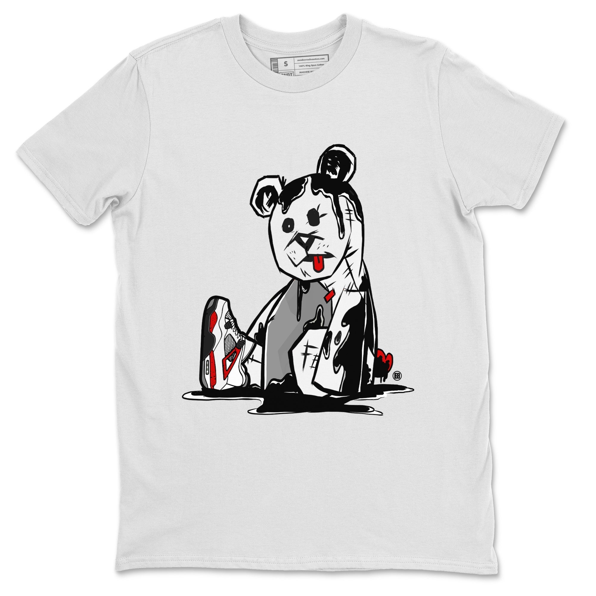Air Jordan 4 Red Cement Sneaker Match Tees Dark Bear Streetwear Sneaker Shirt Air Jordan 4 Retro Red Cement Drip Gear Zone Sneaker Matching Clothing Unisex Shirts White 2