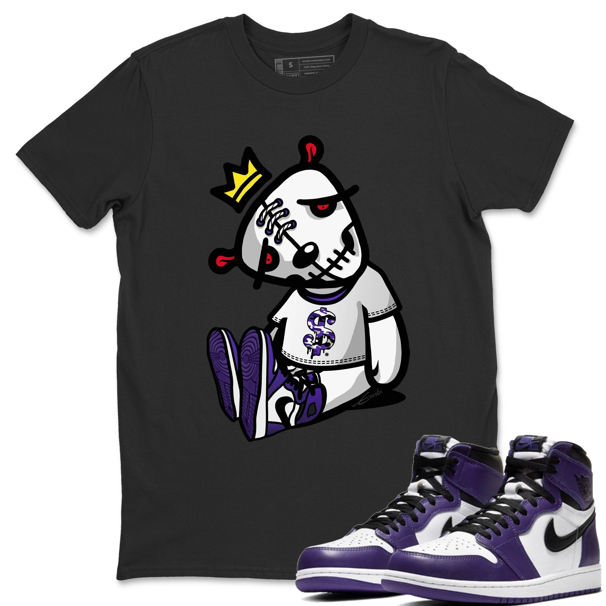 Jordan 1 Court Purple Sneaker Matching T-Shirt Dead Dolls Sneaker Tees Jordan 1 Court Purple Sneaker Release Tees Crew Neck Tees