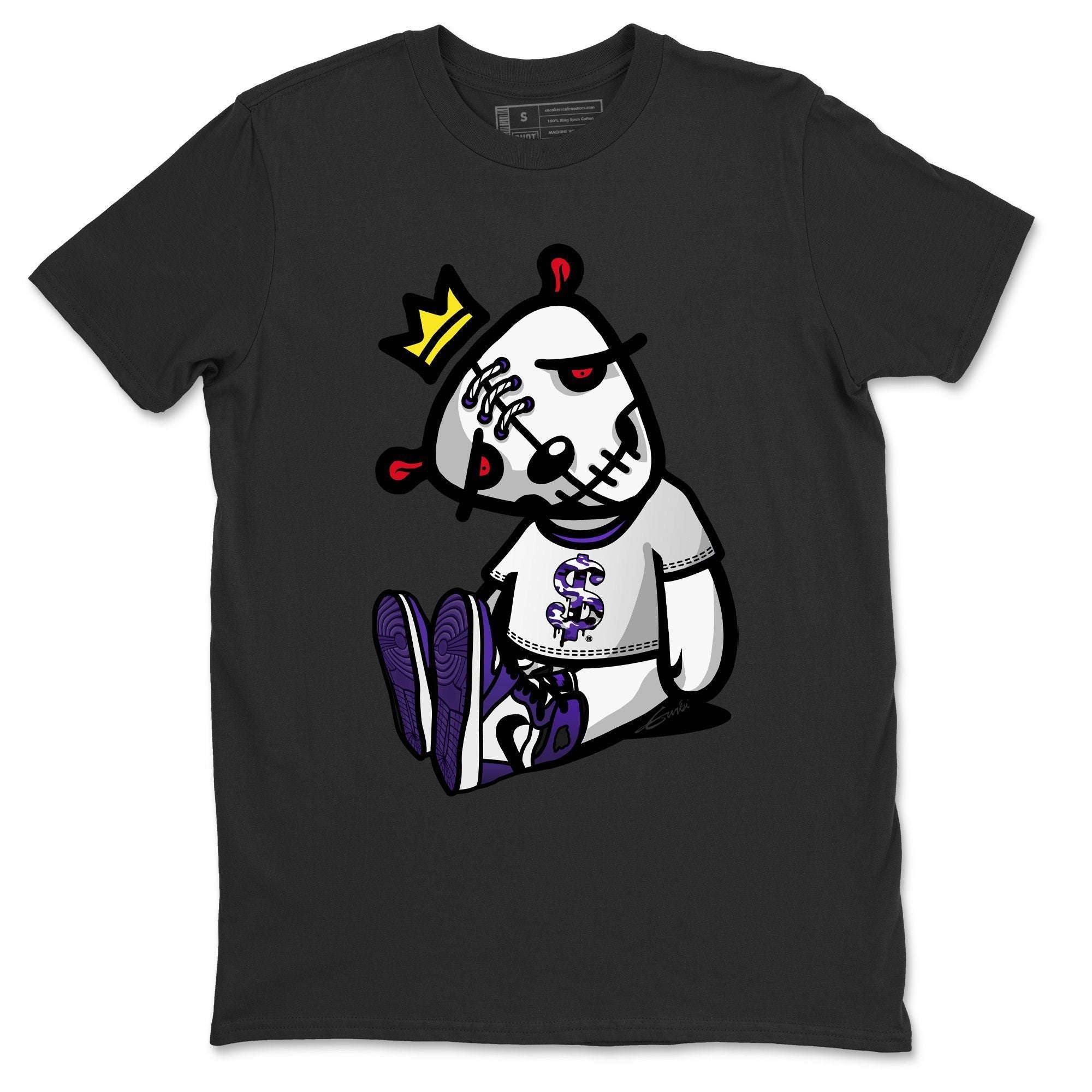 Jordan 1 Court Purple Sneaker Matching T-Shirt Dead Dolls Sneaker Tees Jordan 1 Court Purple Sneaker Release Tees Crew Neck Tees