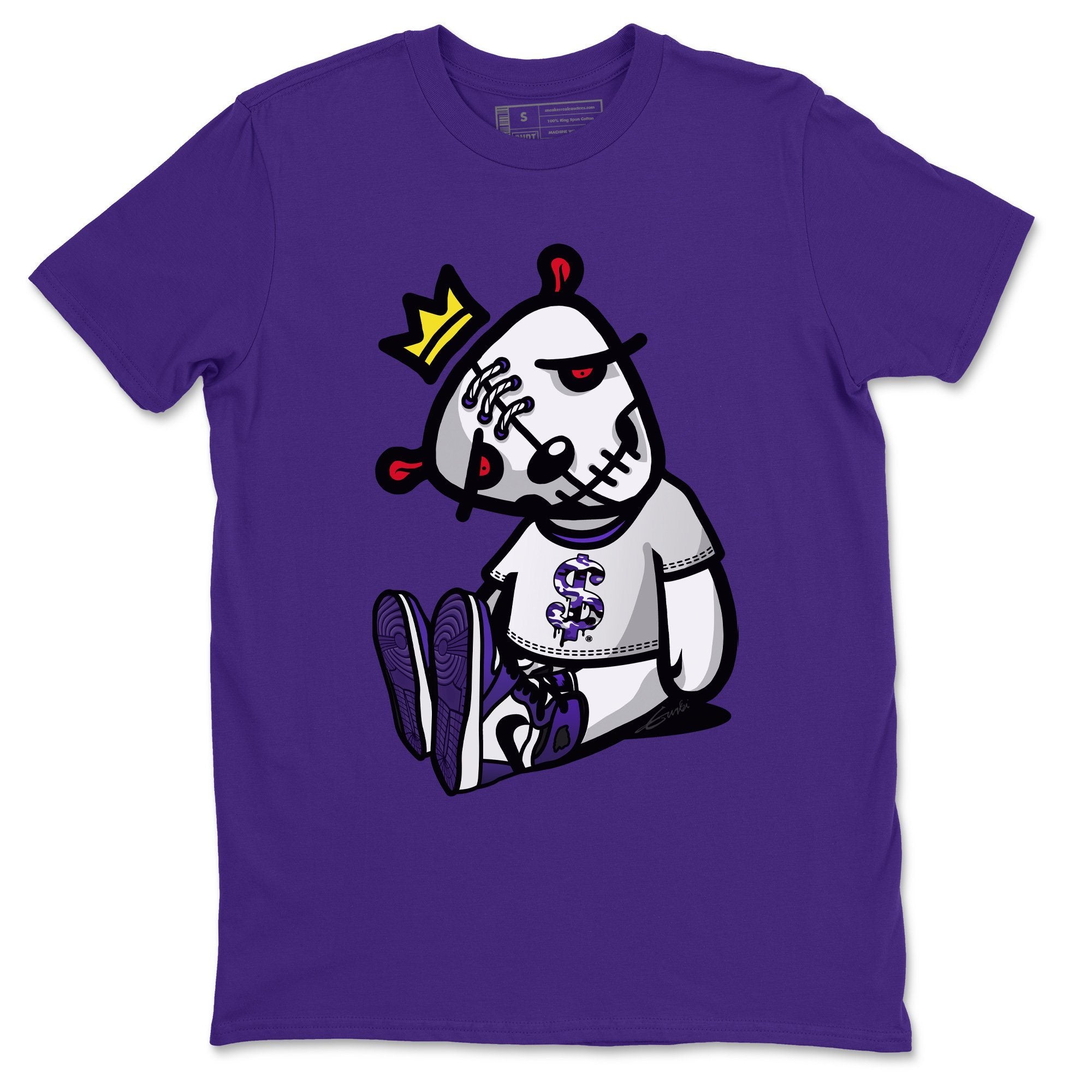 Jordan 1 Court Purple Sneaker Matching T-Shirt Dead Dolls Sneaker Tees Jordan 1 Court Purple Sneaker Release Tees Crew Neck Tees