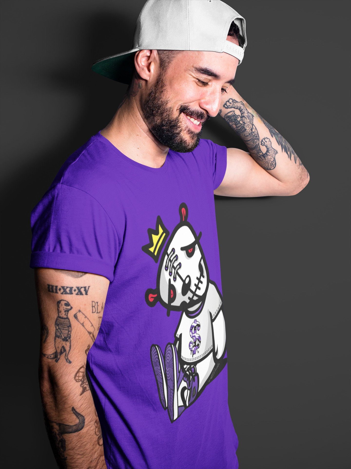 Jordan 1 Court Purple Sneaker Matching T-Shirt Dead Dolls Sneaker Tees Jordan 1 Court Purple Sneaker Release Tees Crew Neck Tees