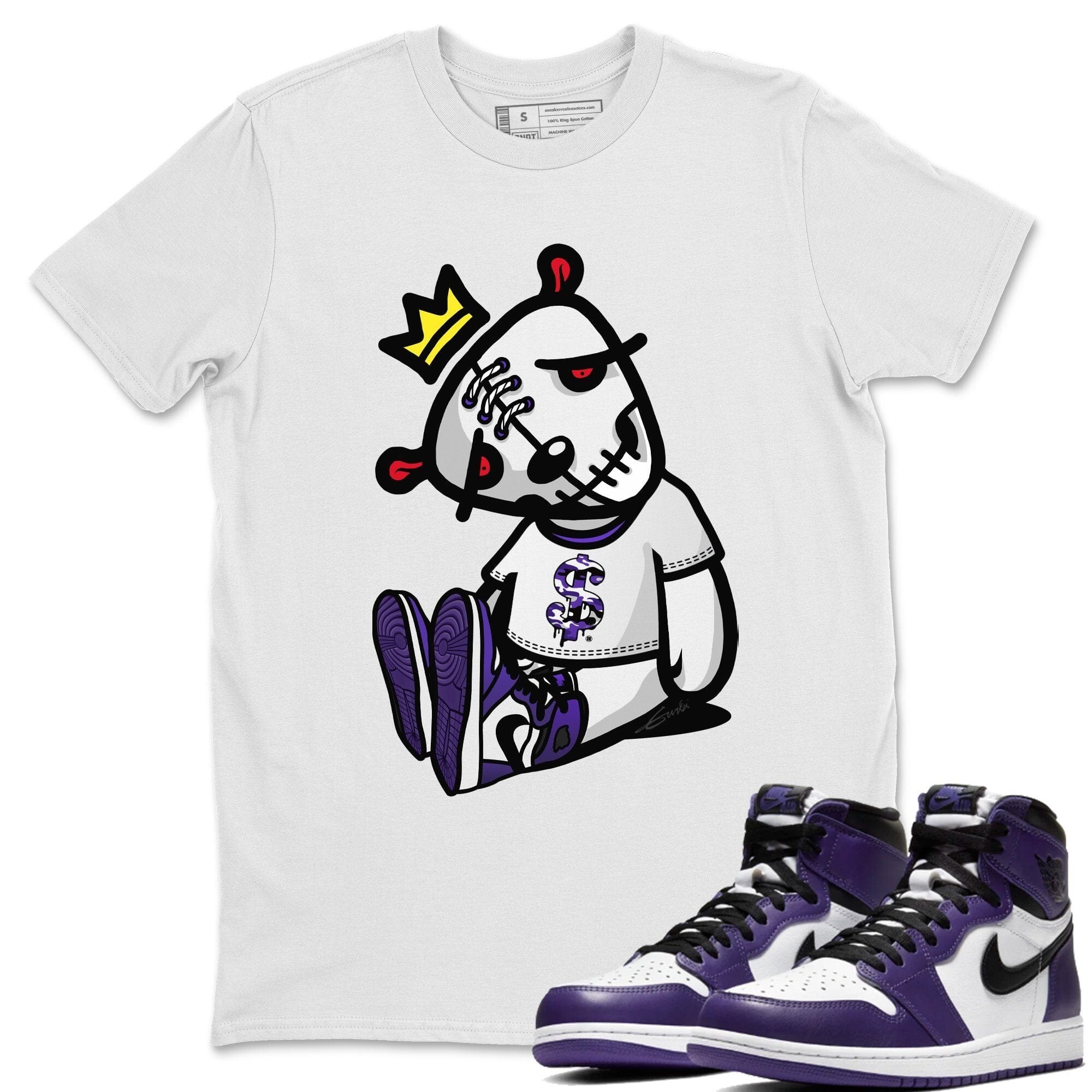 Jordan 1 Court Purple Sneaker Matching T-Shirt Dead Dolls Sneaker Tees Jordan 1 Court Purple Sneaker Release Tees Crew Neck Tees