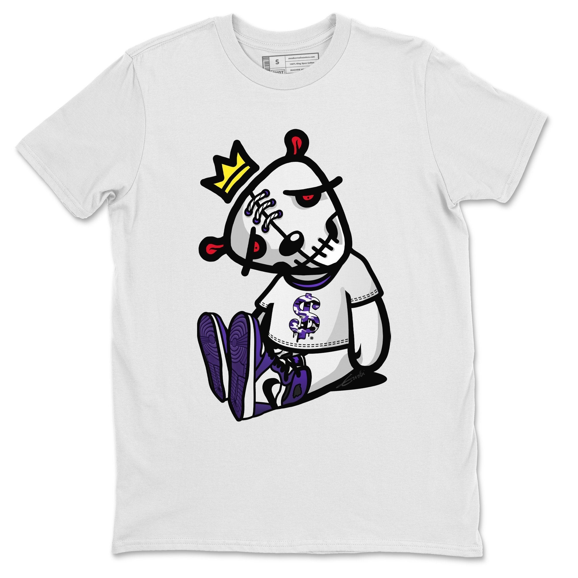 Jordan 1 Court Purple Sneaker Matching T-Shirt Dead Dolls Sneaker Tees Jordan 1 Court Purple Sneaker Release Tees Crew Neck Tees