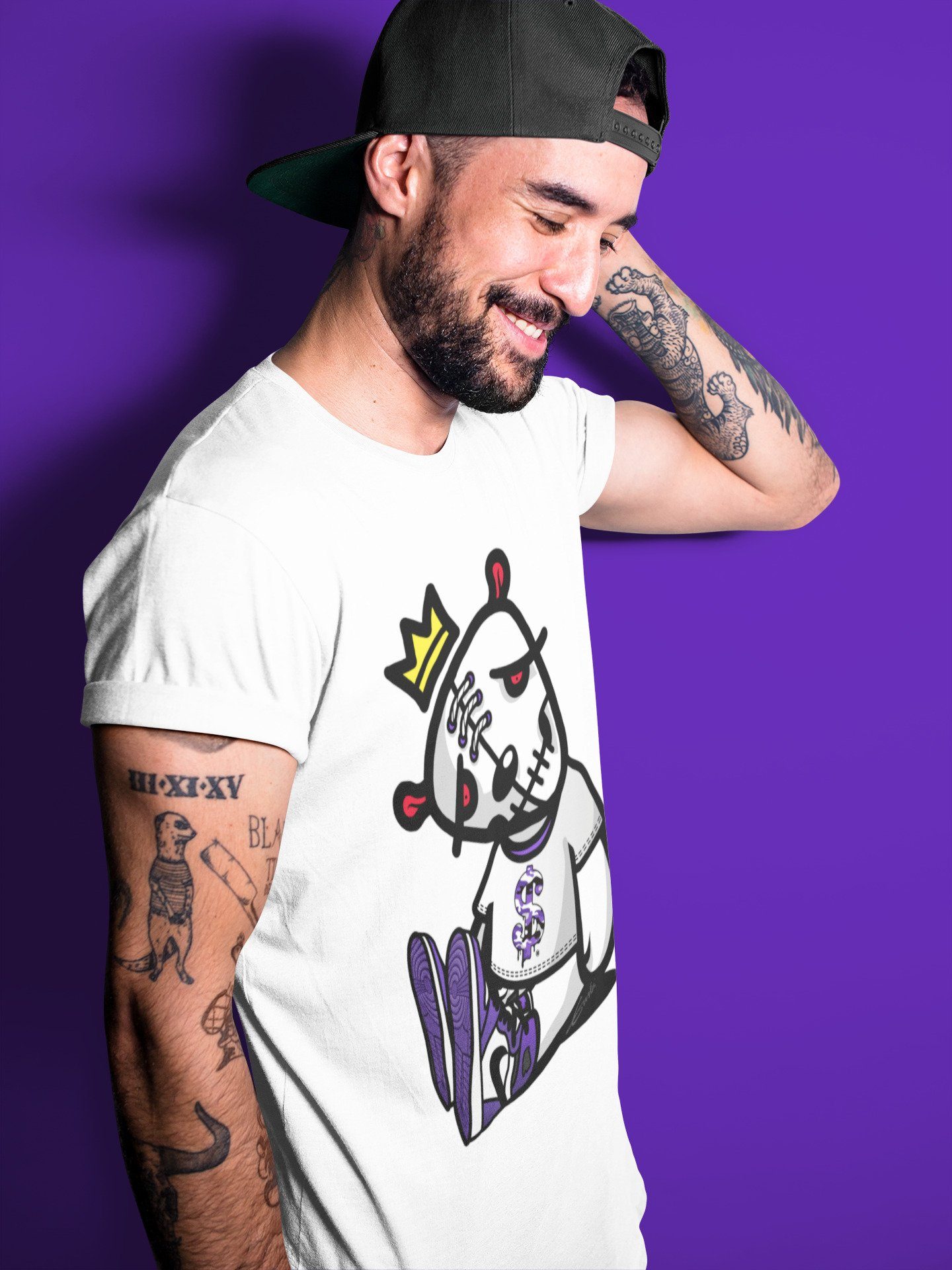 Jordan 1 Court Purple Sneaker Matching T-Shirt Dead Dolls Sneaker Tees Jordan 1 Court Purple Sneaker Release Tees Crew Neck Tees