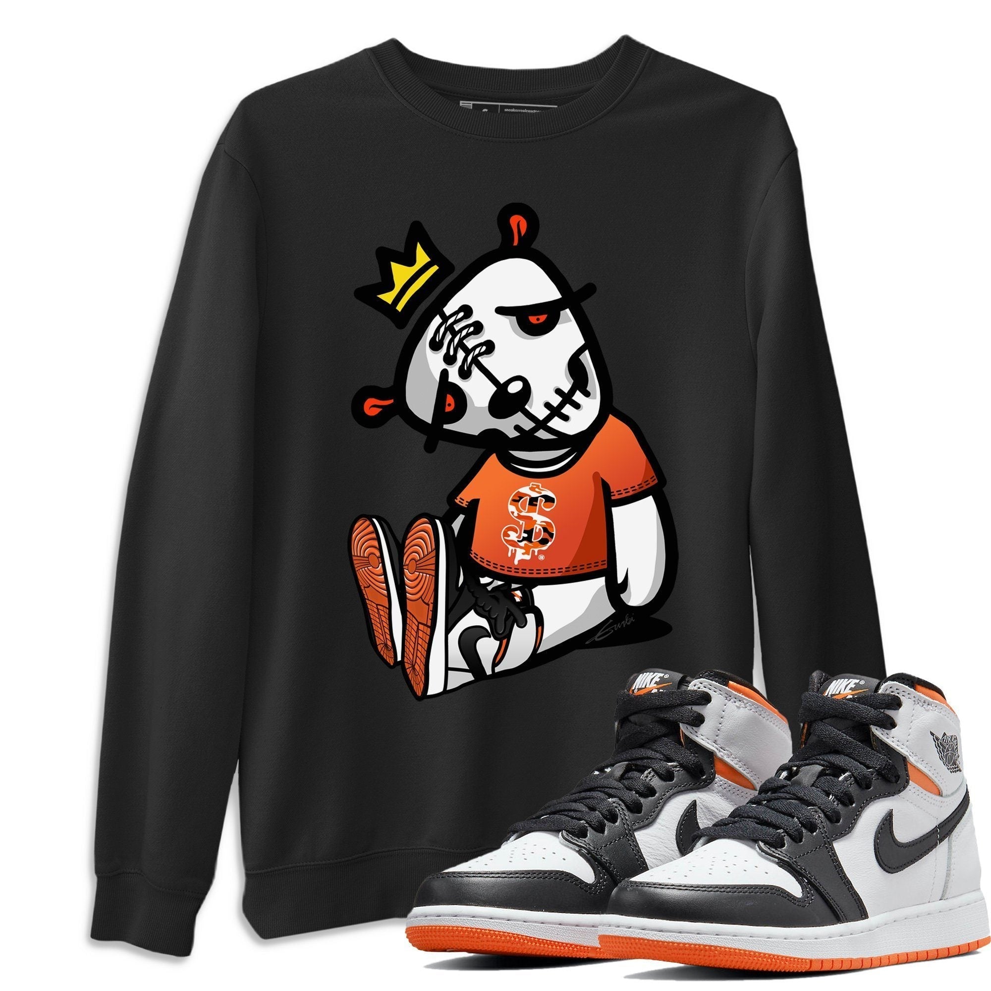 Jordan 1 Electro Orange Sneaker Matching T-Shirt Dead Dolls Sneaker Tees Jordan 1 Electro Orange Sneaker Release Tees Crew Neck Tees
