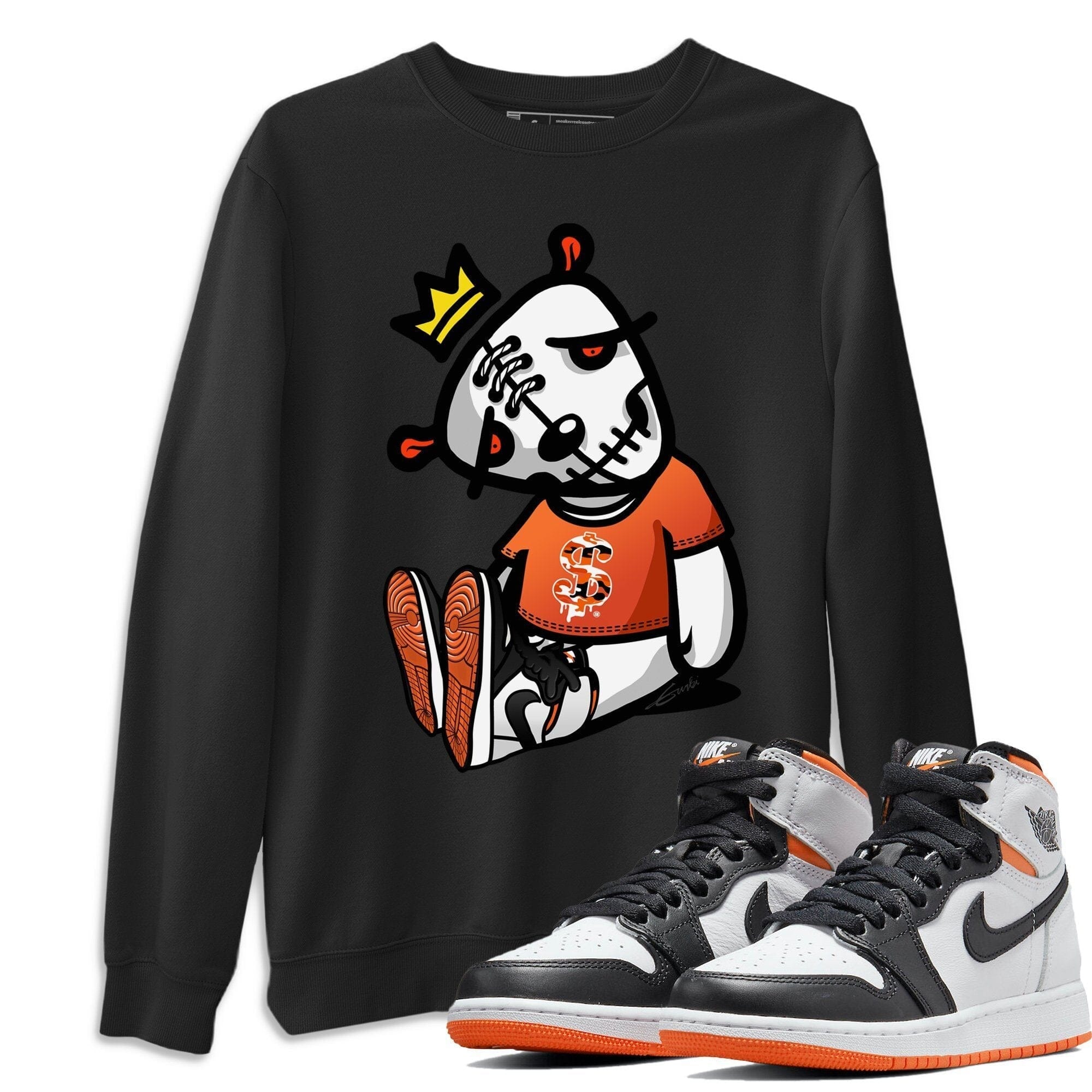 Jordan 1 Electro Orange Sneaker Matching T-Shirt Dead Dolls Sneaker Tees Jordan 1 Electro Orange Sneaker Release Tees Crew Neck Tees