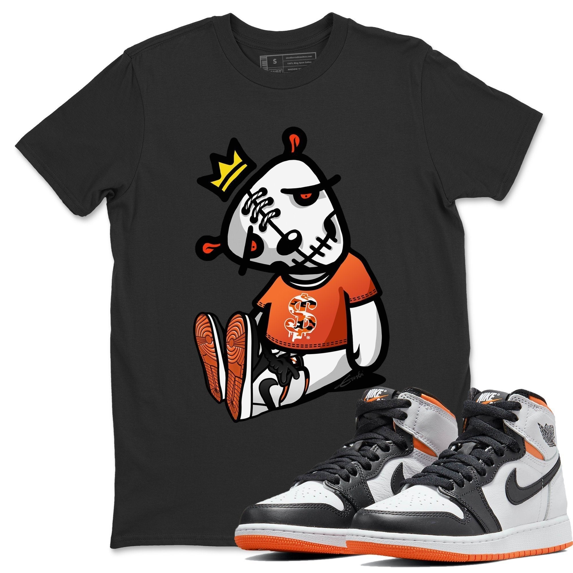 Jordan 1 Electro Orange Sneaker Matching T-Shirt Dead Dolls Sneaker Tees Jordan 1 Electro Orange Sneaker Release Tees Crew Neck Tees