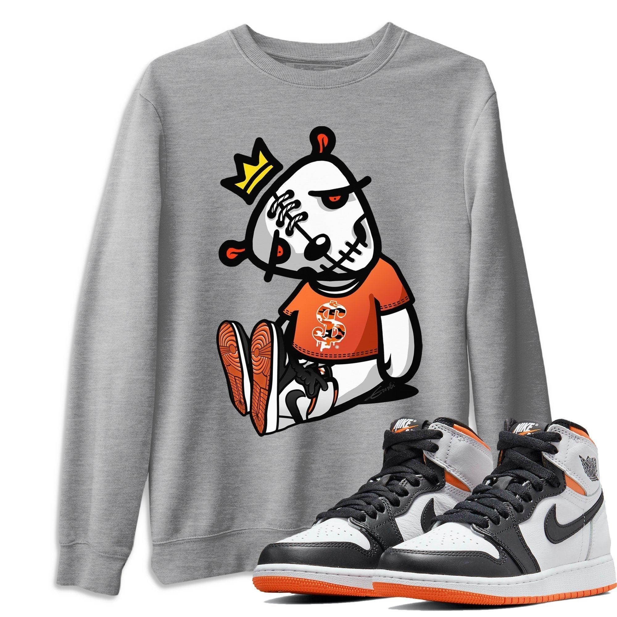 Jordan 1 Electro Orange Sneaker Matching T-Shirt Dead Dolls Sneaker Tees Jordan 1 Electro Orange Sneaker Release Tees Crew Neck Tees