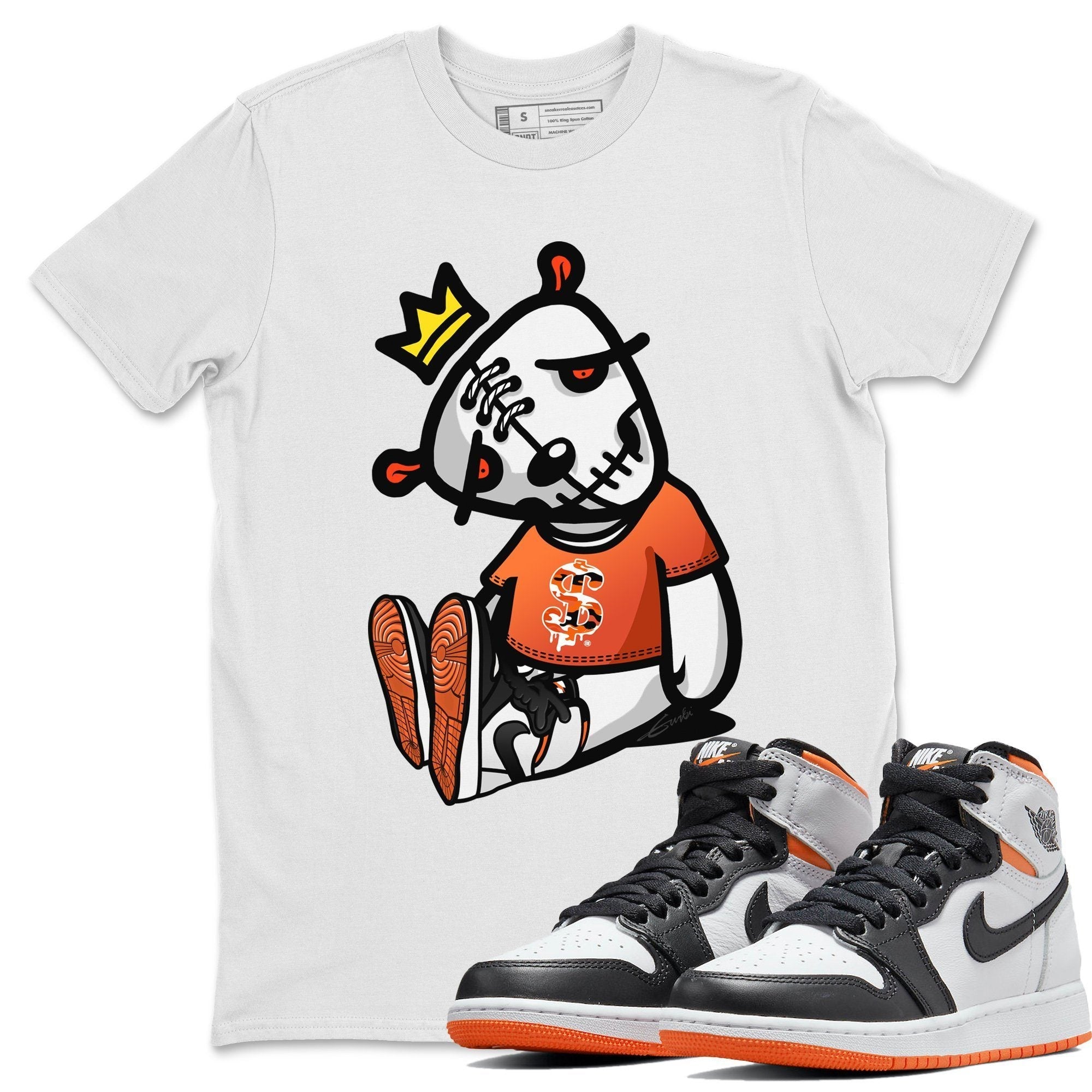 Jordan 1 Electro Orange Sneaker Matching T-Shirt Dead Dolls Sneaker Tees Jordan 1 Electro Orange Sneaker Release Tees Crew Neck Tees