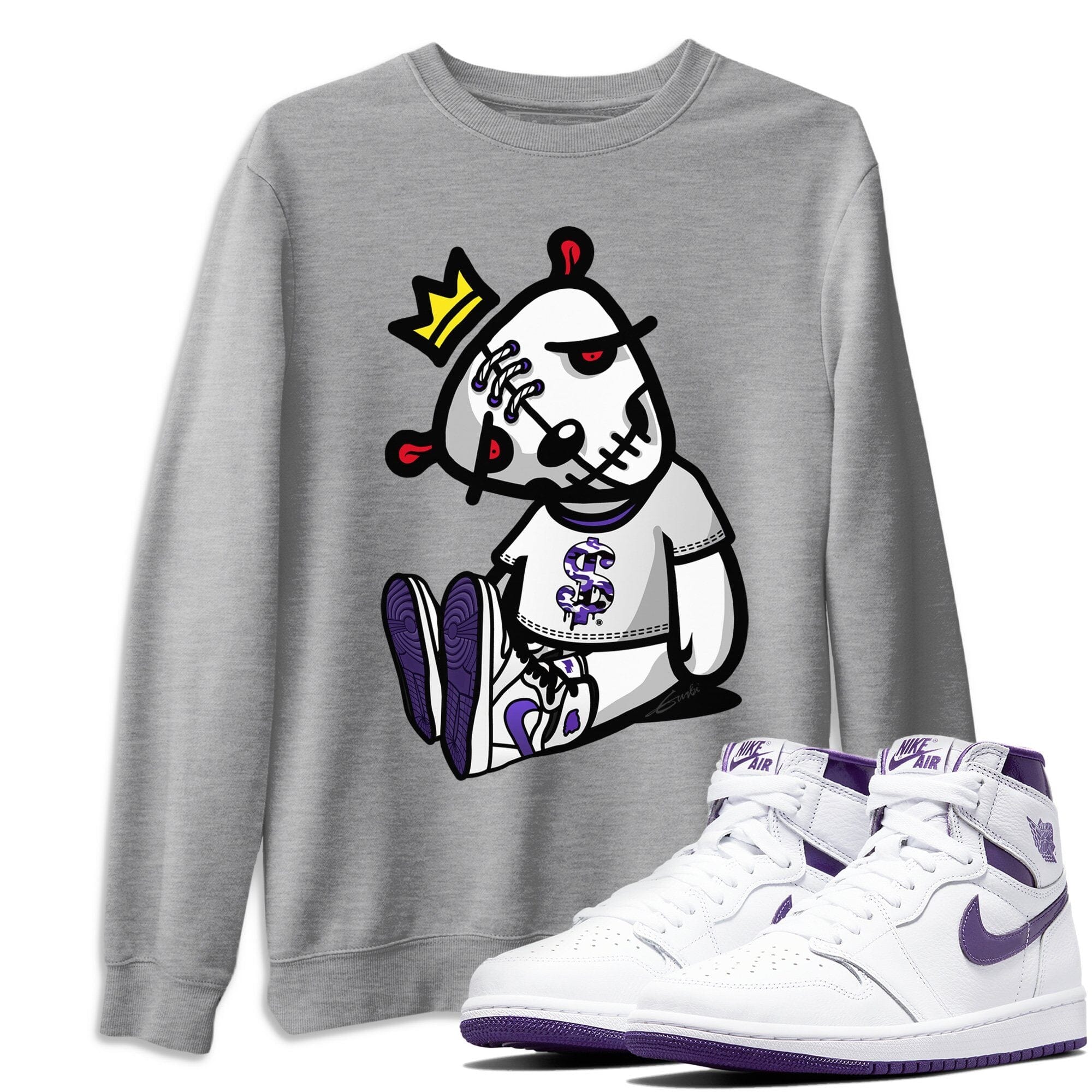Jordan 1 WMNS Court Purple Shirt To Match Jordans Dead Dolls Sneaker Tees Jordan 1 WMNS Court Purple Drip Gear Zone Sneaker Matching Clothing Unisex Shirts