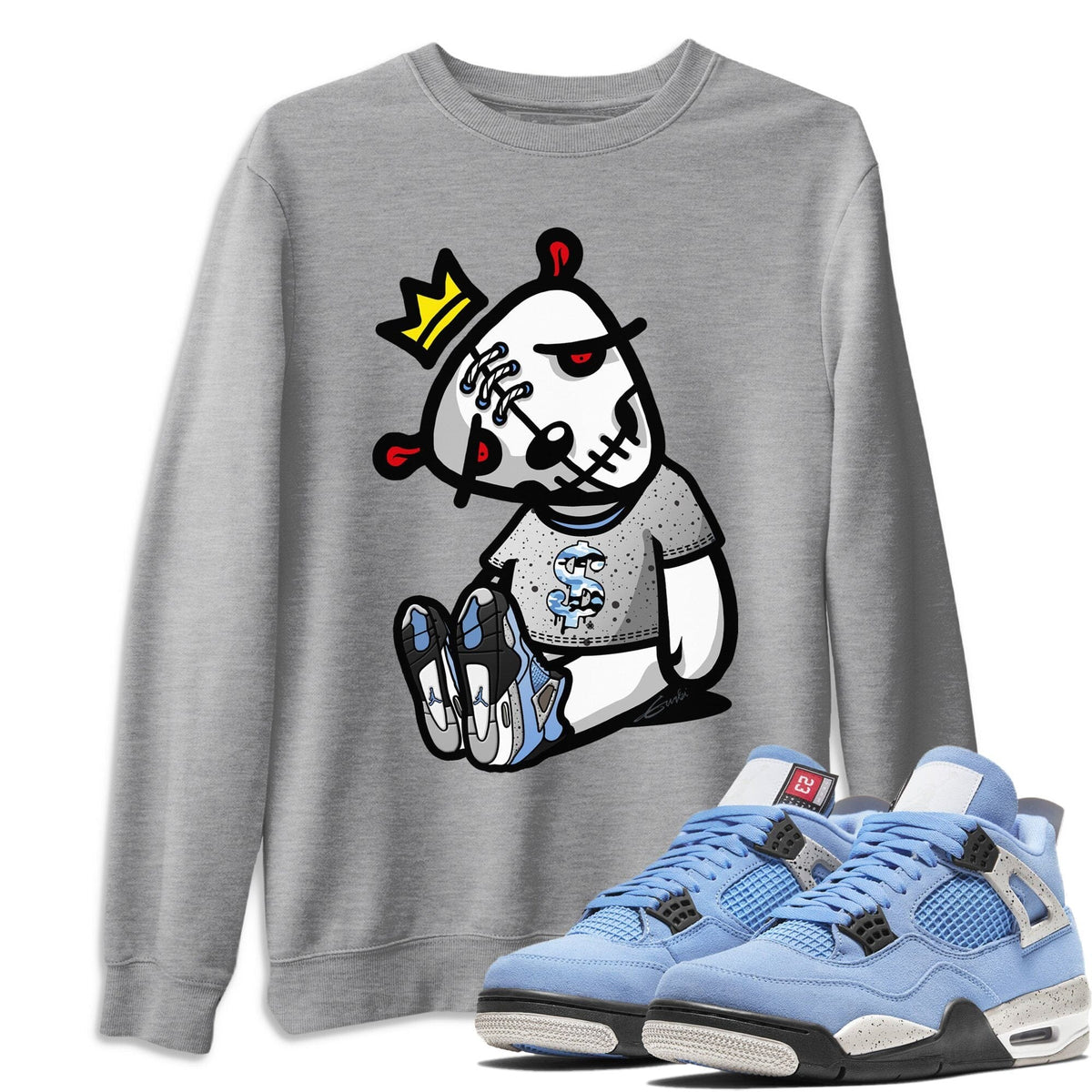 Jordan 4 University Blue Shirt To Match Jordans Dead Dolls Sneaker Tees Jordan 4 University Blue Drip Gear Zone Sneaker Matching Clothing Unisex Shirts