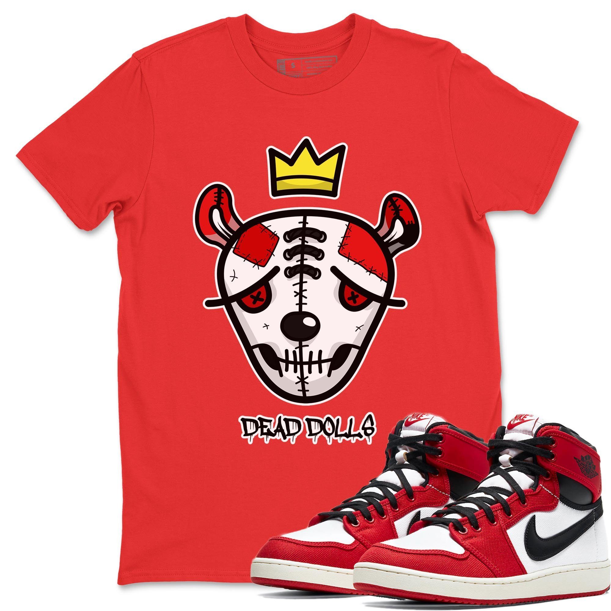 Jordan 1 Chicago Sneaker Matching T-Shirt Dead Dolls Face Sneaker Tees Jordan 1 Chicago Sneaker Release Tees Crew Neck Tees