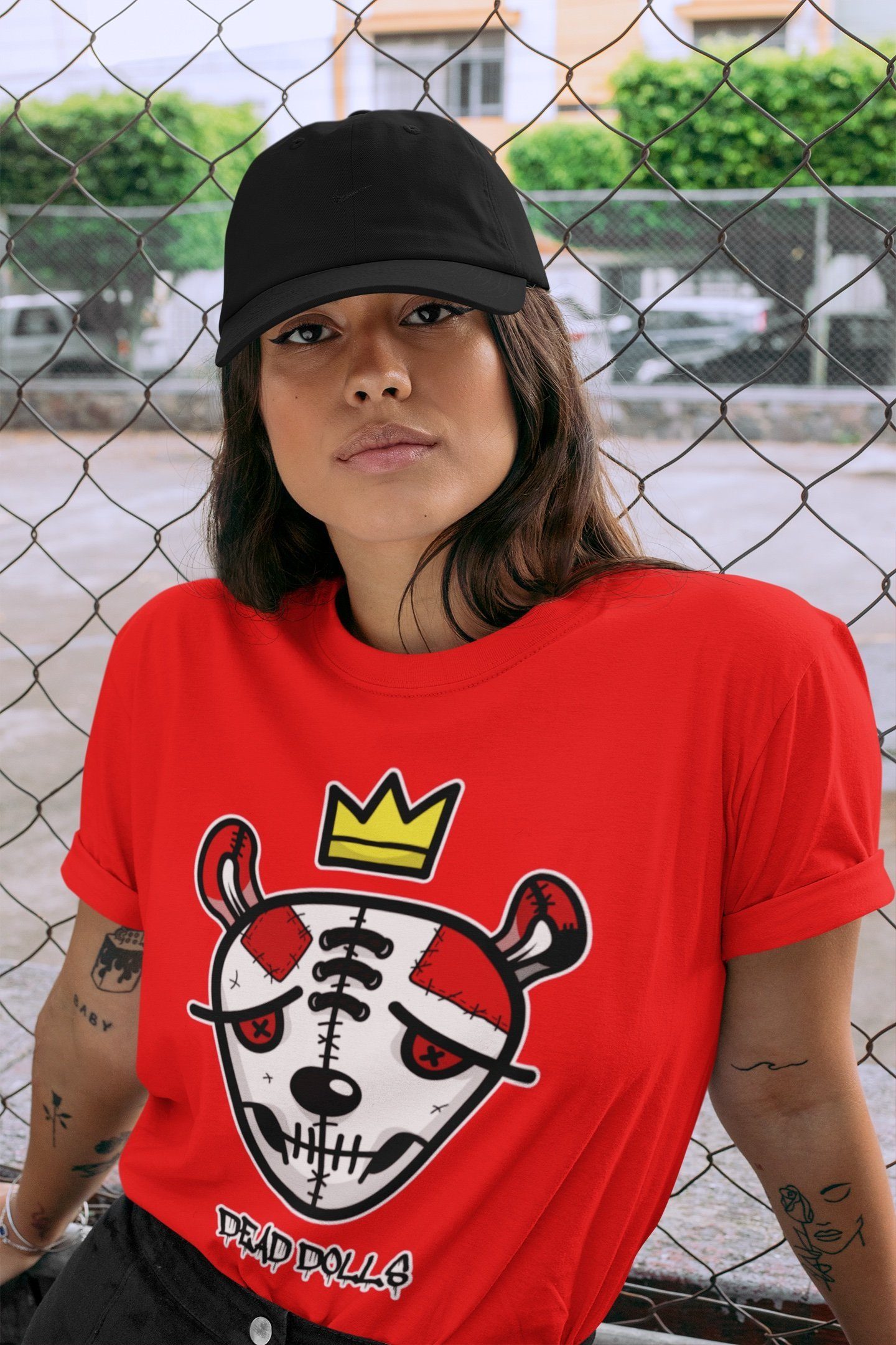 Jordan 1 Chicago Sneaker Matching T-Shirt Dead Dolls Face Sneaker Tees Jordan 1 Chicago Sneaker Release Tees Crew Neck Tees