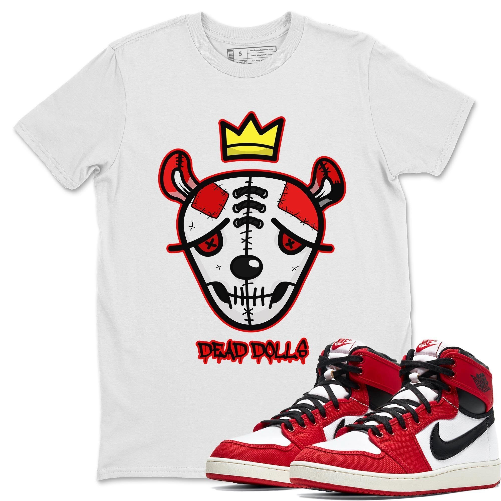 Jordan 1 Chicago Sneaker Matching T-Shirt Dead Dolls Face Sneaker Tees Jordan 1 Chicago Sneaker Release Tees Crew Neck Tees