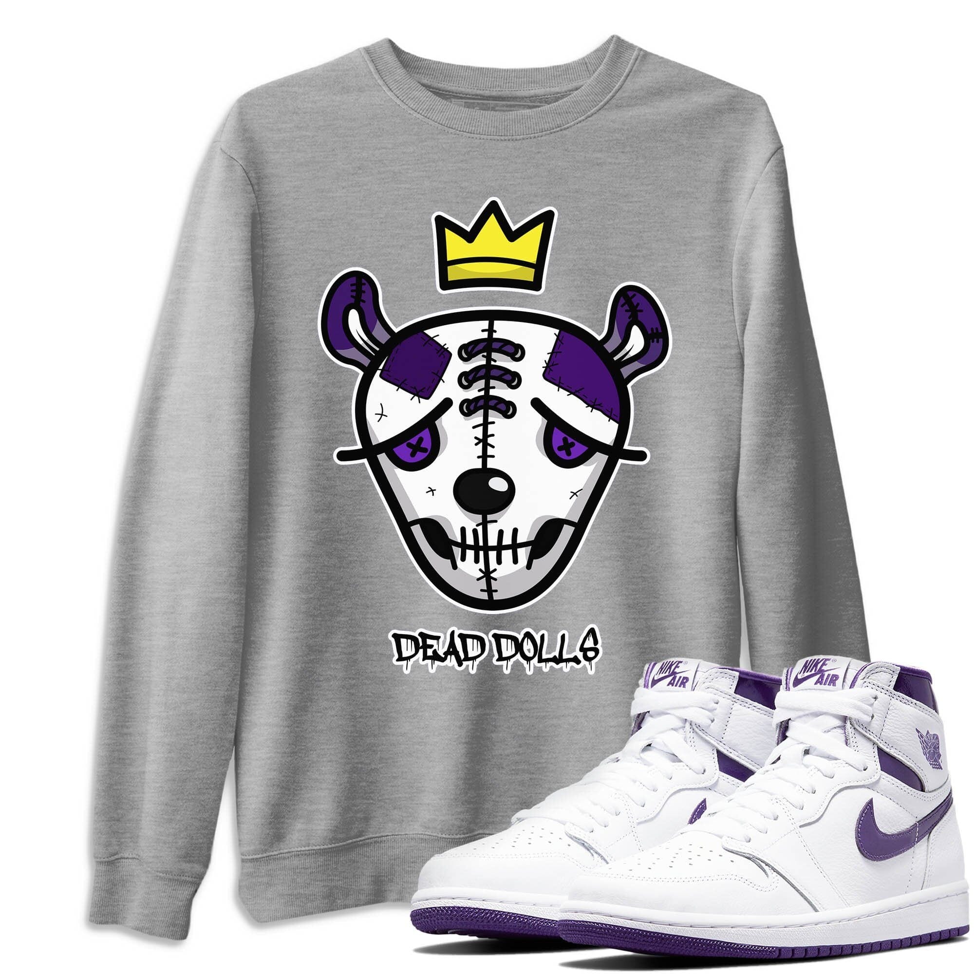 Jordan 1 WMNS Court Purple Shirt To Match Jordans Dead Dolls Face Sneaker Tees Jordan 1 WMNS Court Purple Drip Gear Zone Sneaker Matching Clothing Unisex Shirts