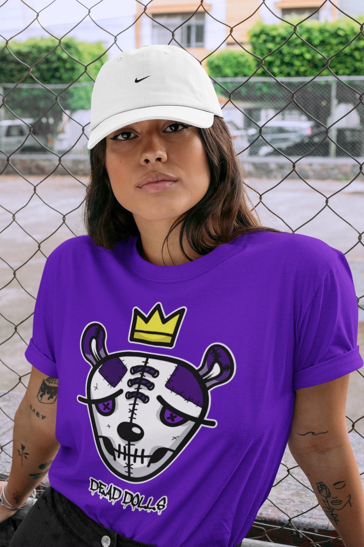 Jordan 1 WMNS Court Purple Shirt To Match Jordans Dead Dolls Face Sneaker Tees Jordan 1 WMNS Court Purple Drip Gear Zone Sneaker Matching Clothing Unisex Shirts