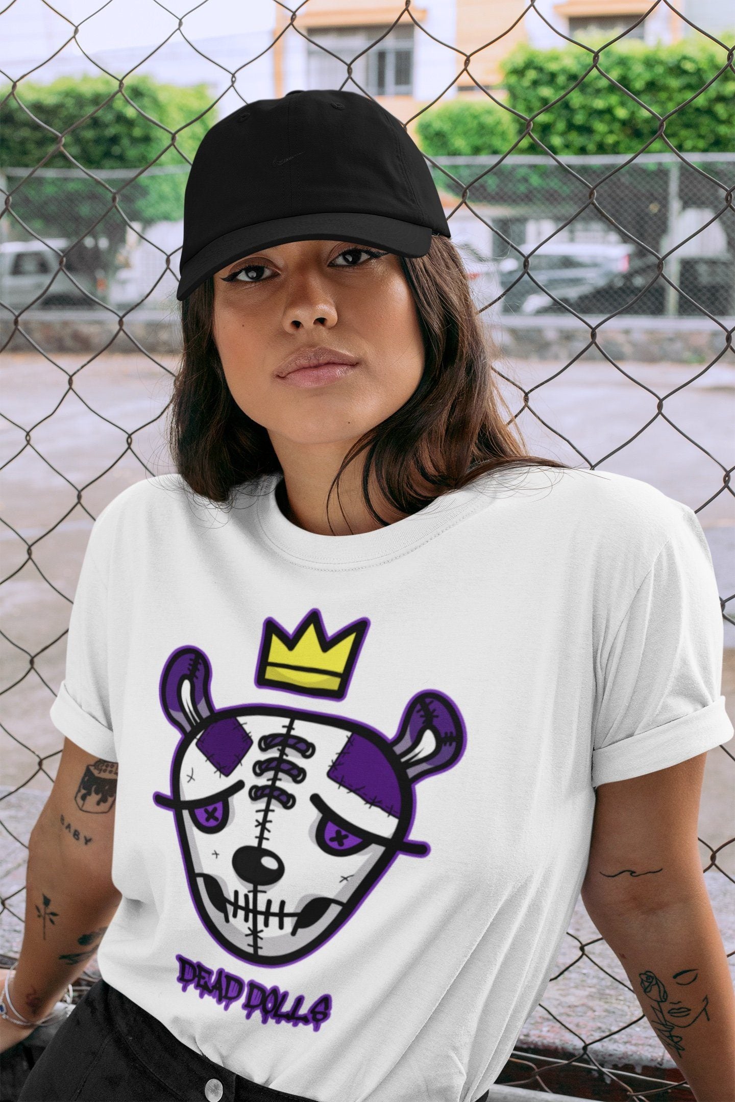 Jordan 1 WMNS Court Purple Shirt To Match Jordans Dead Dolls Face Sneaker Tees Jordan 1 WMNS Court Purple Drip Gear Zone Sneaker Matching Clothing Unisex Shirts