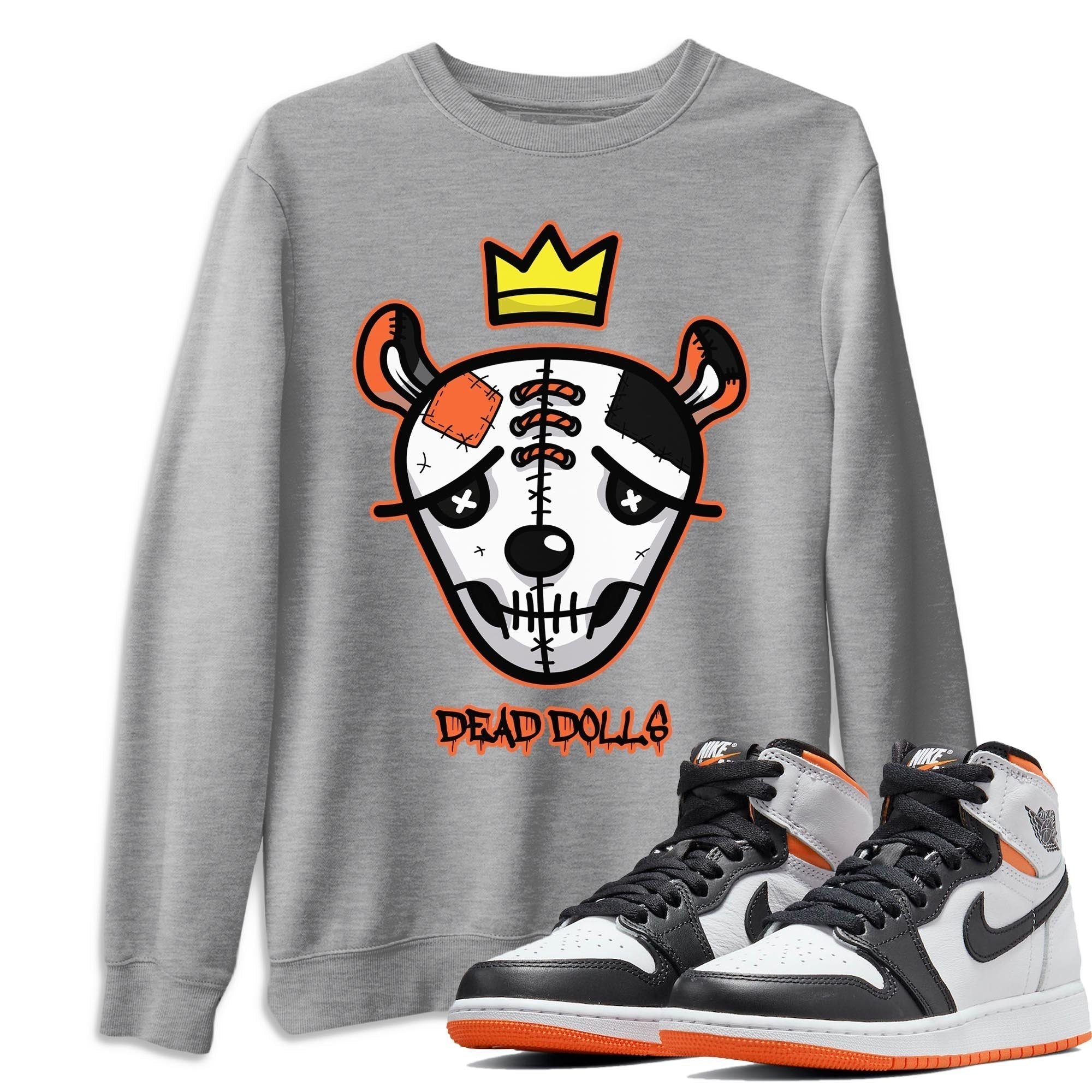 Jordan 1 Electro Orange Sneaker Matching T-Shirt Dead Dolls Face Sneaker Tees Jordan 1 Electro Orange Sneaker Release Tees Crew Neck Tees