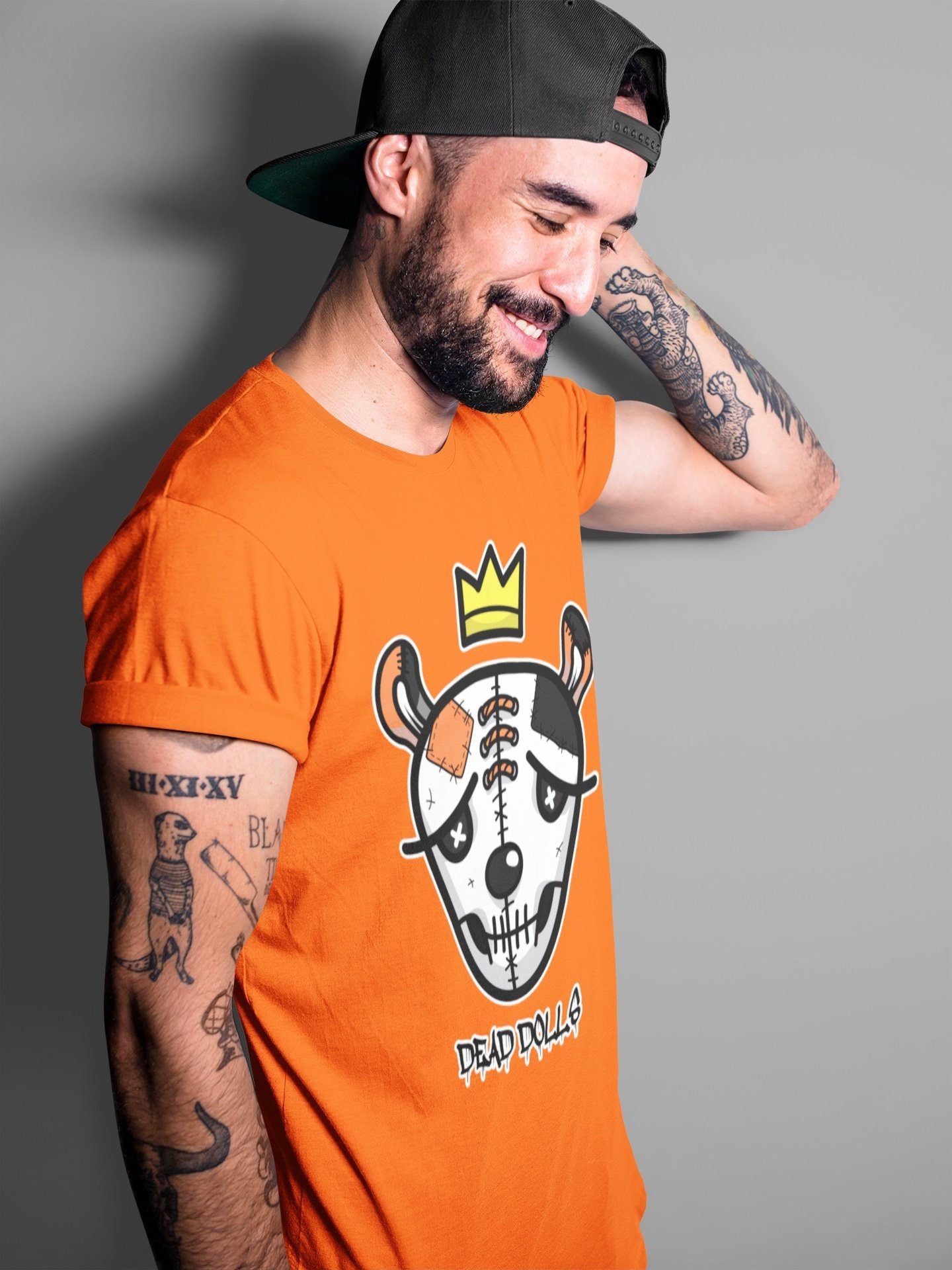 Jordan 1 Electro Orange Sneaker Matching T-Shirt Dead Dolls Face Sneaker Tees Jordan 1 Electro Orange Sneaker Release Tees Crew Neck Tees