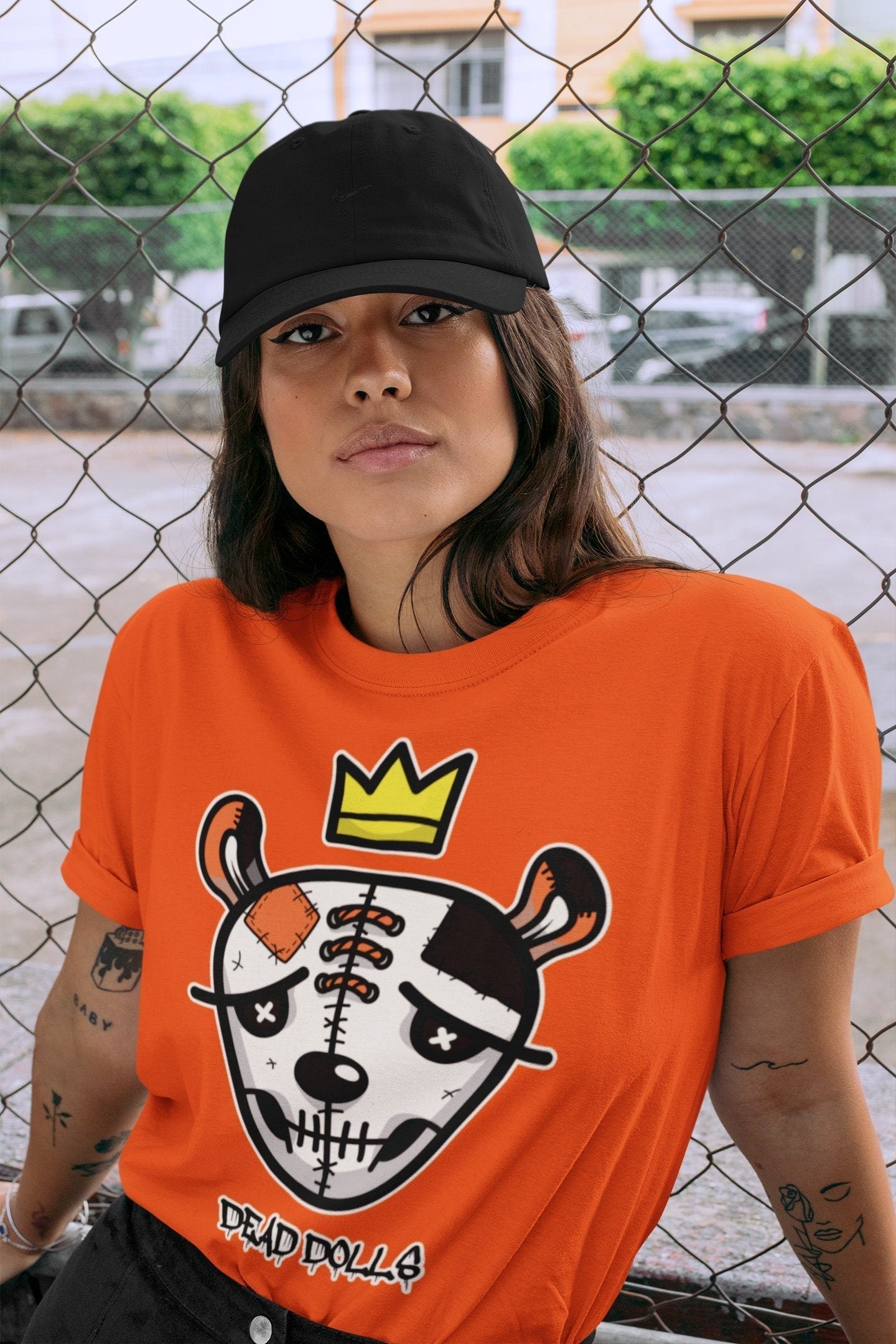 Jordan 1 Electro Orange Sneaker Matching T-Shirt Dead Dolls Face Sneaker Tees Jordan 1 Electro Orange Sneaker Release Tees Crew Neck Tees