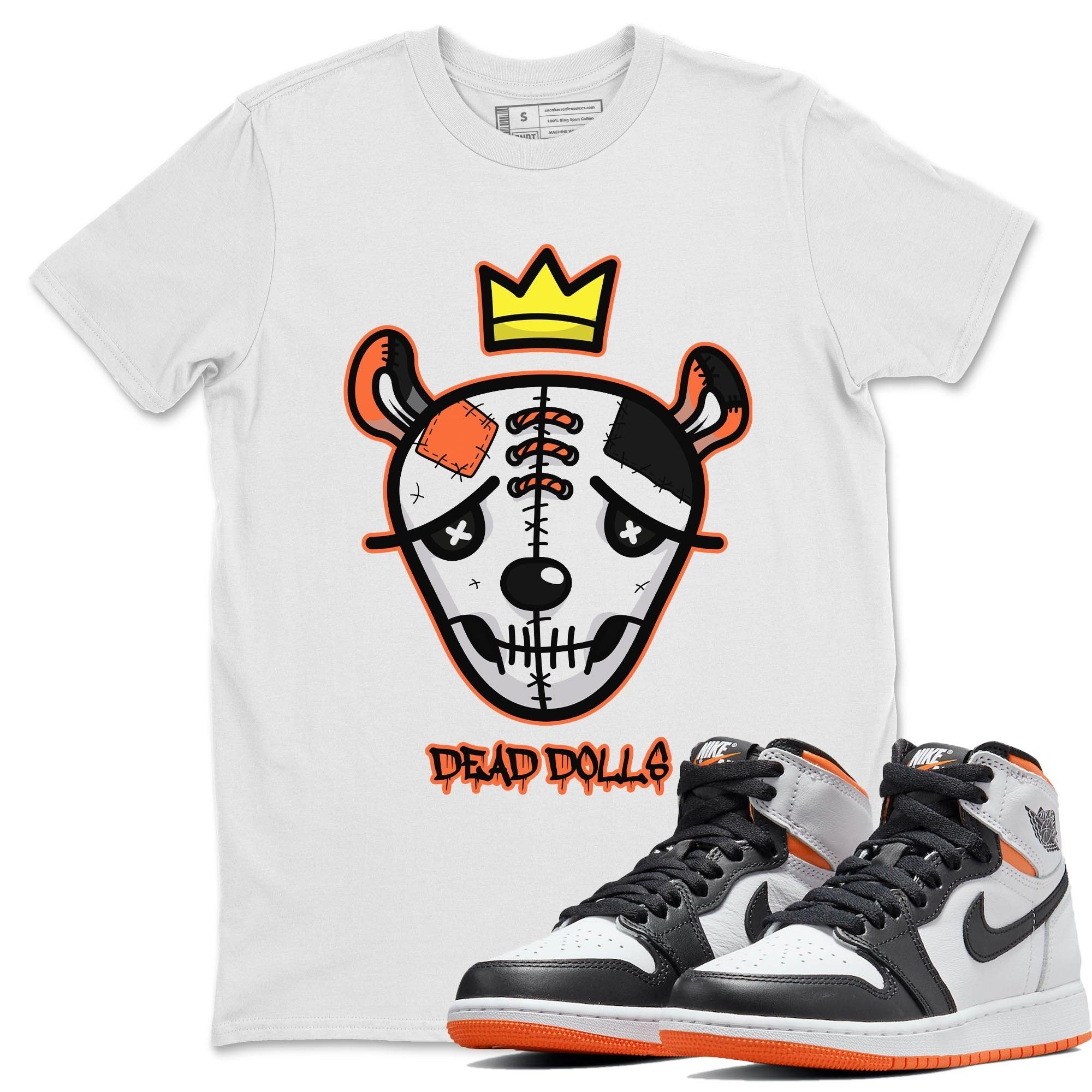 Jordan 1 Electro Orange Sneaker Matching T-Shirt Dead Dolls Face Sneaker Tees Jordan 1 Electro Orange Sneaker Release Tees Crew Neck Tees