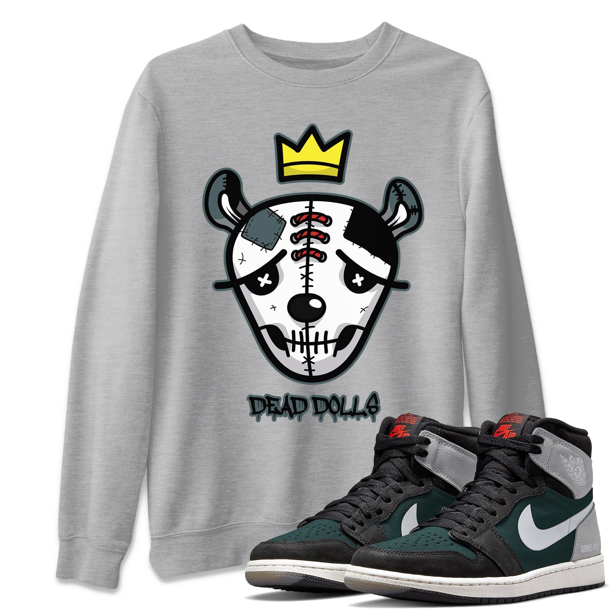 Jordan 1 Element Gore-Tex Black Grey Sneaker Matching T-Shirt Dead Dolls Face Sneaker Tees Jordan 1 Element Gore-Tex Black Grey Sneaker Release Tees Crew Neck Tees