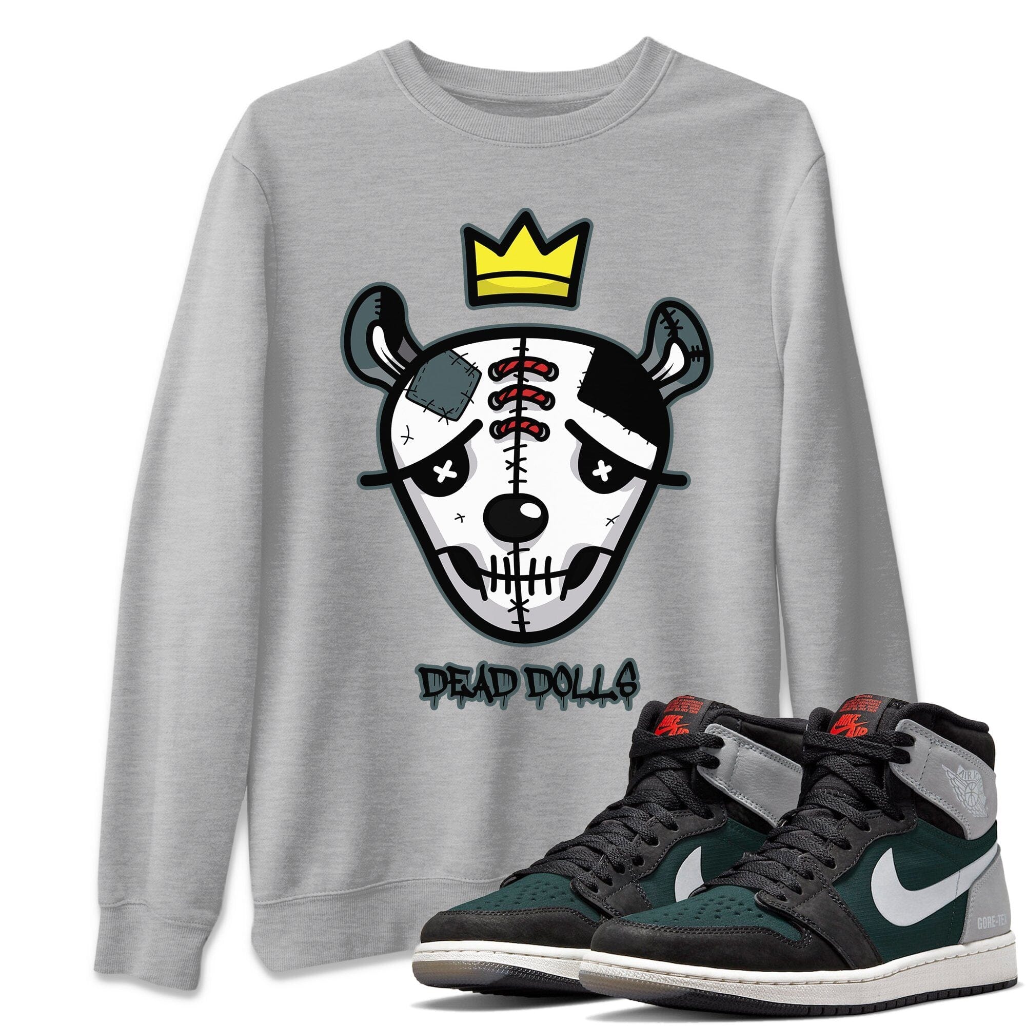 Jordan 1 Element Gore-Tex Black Grey Sneaker Matching T-Shirt Dead Dolls Face Sneaker Tees Jordan 1 Element Gore-Tex Black Grey Sneaker Release Tees Crew Neck Tees