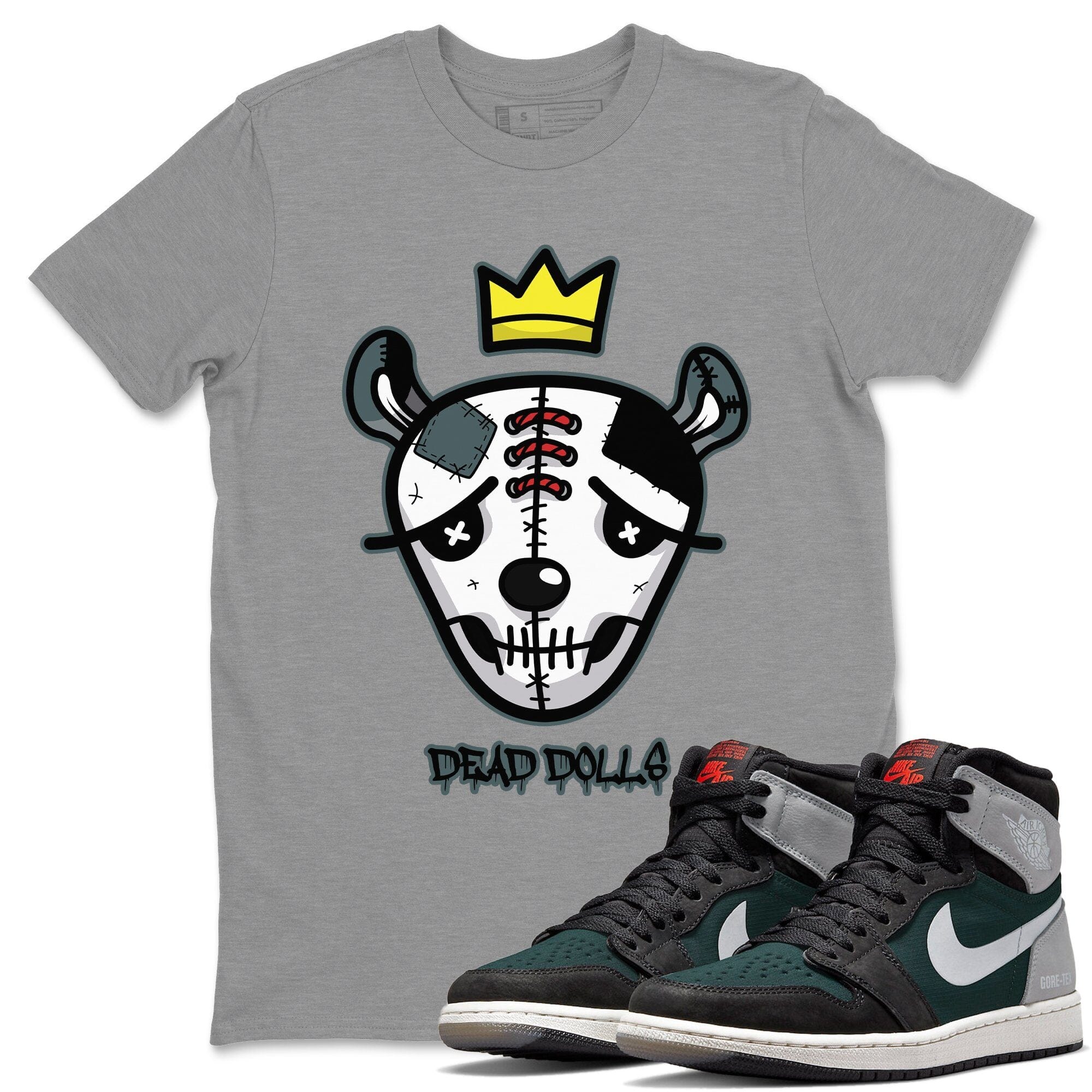 Jordan 1 Element Gore-Tex Black Grey Sneaker Matching T-Shirt Dead Dolls Face Sneaker Tees Jordan 1 Element Gore-Tex Black Grey Sneaker Release Tees Crew Neck Tees
