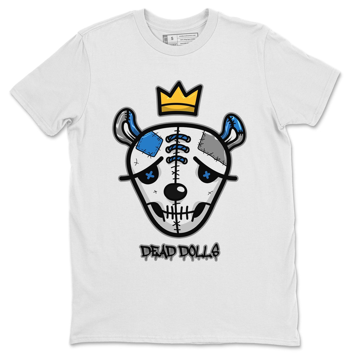 Jordan 1 True Blue Sneaker Matching T-Shirt Dead Dolls Face Sneaker Tees Jordan 1 True Blue Sneaker Release Tees Crew Neck Tees